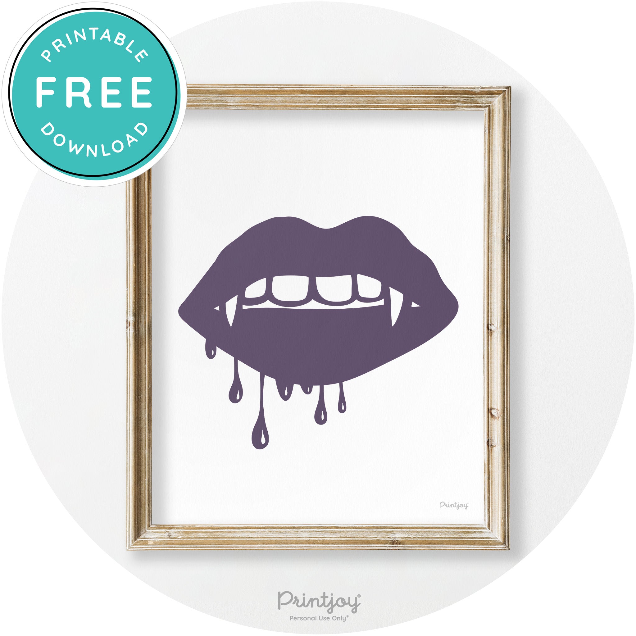 Dracula Fangs Teeth Modern Vintage Halloween Wall Art Free Printable