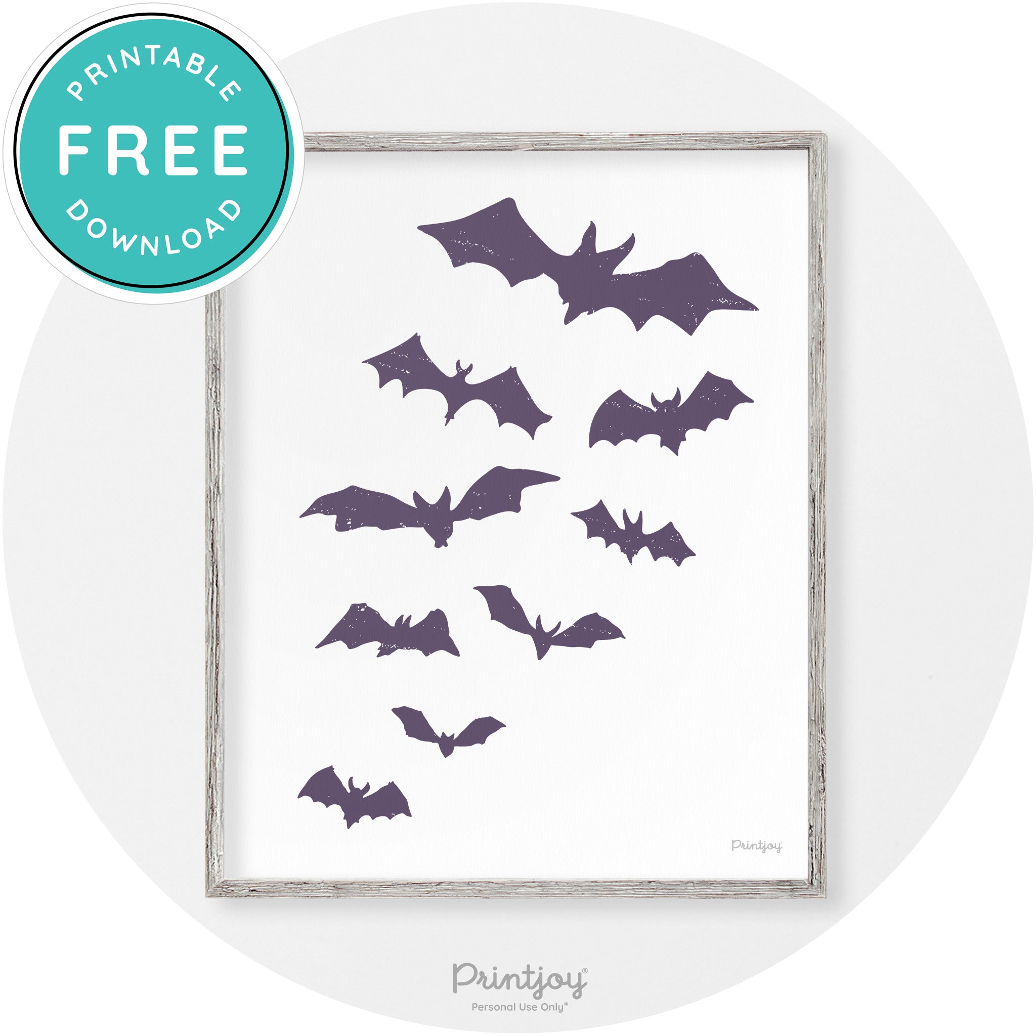 Halloween Bats Silhouette Modern Vintage Wall Art Free Printable - Printjoy