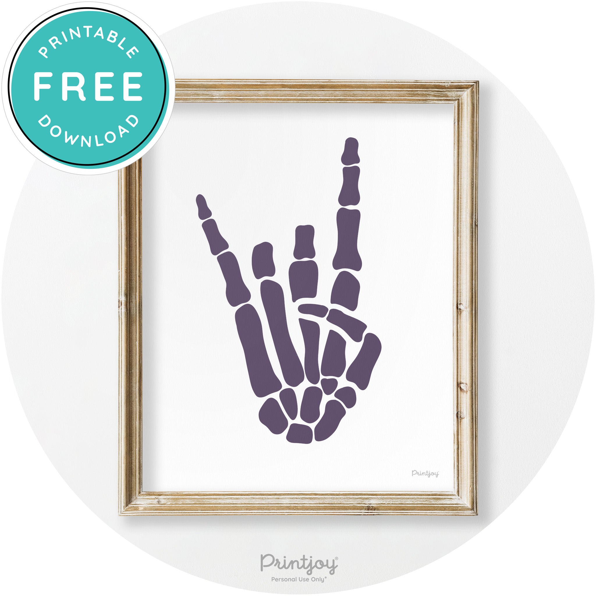 Skeleton Rock On Hand Bones Vintage Halloween Wall Art Free Printable