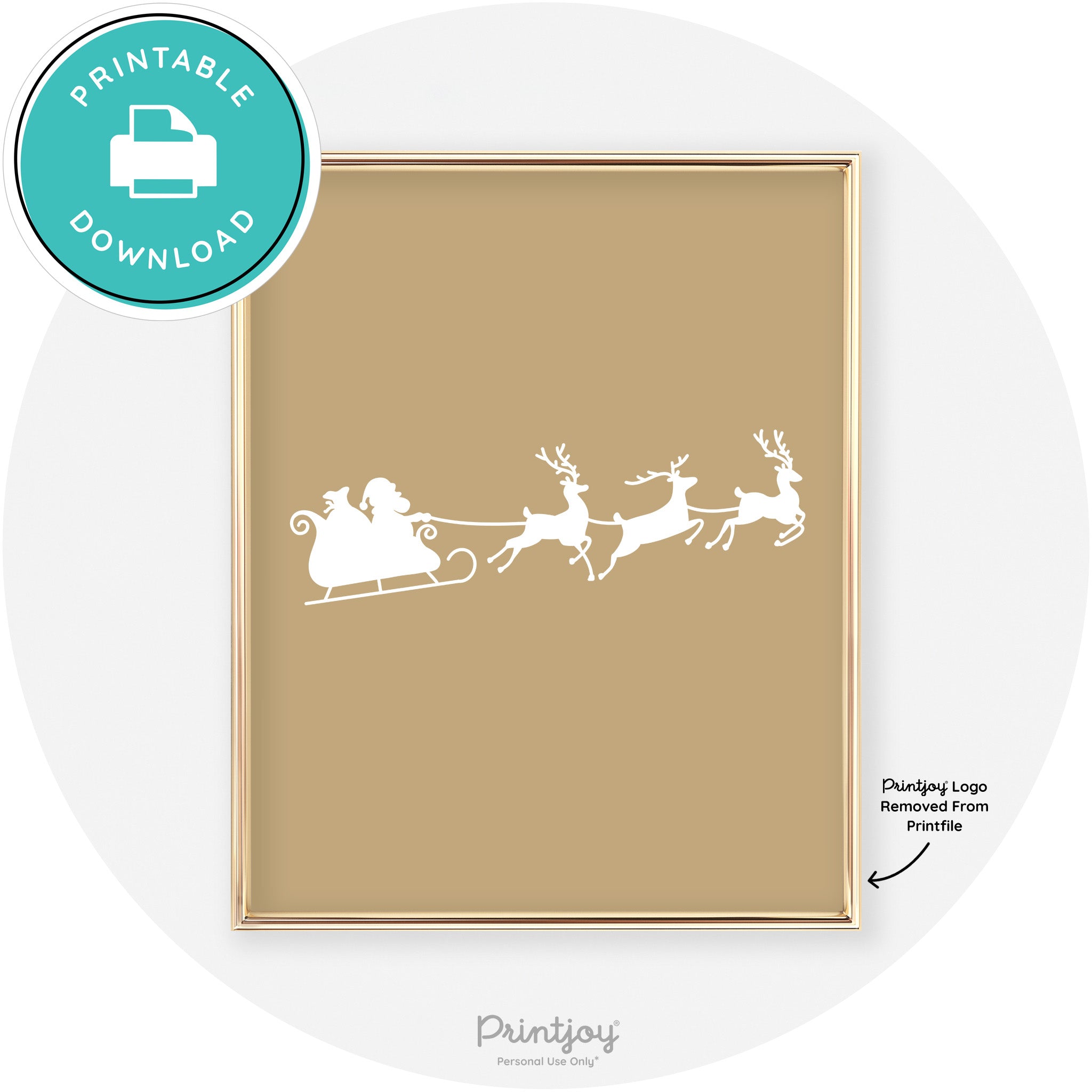 Santa Sleigh Reindeer Silhouette Cute Chic Wall Art Free Printable