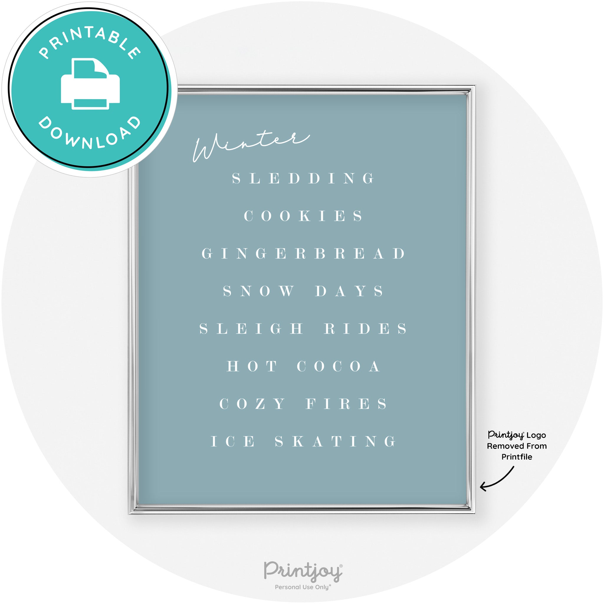 Winter Favorite Things Modern Chic Wall Art Decor Free Printable