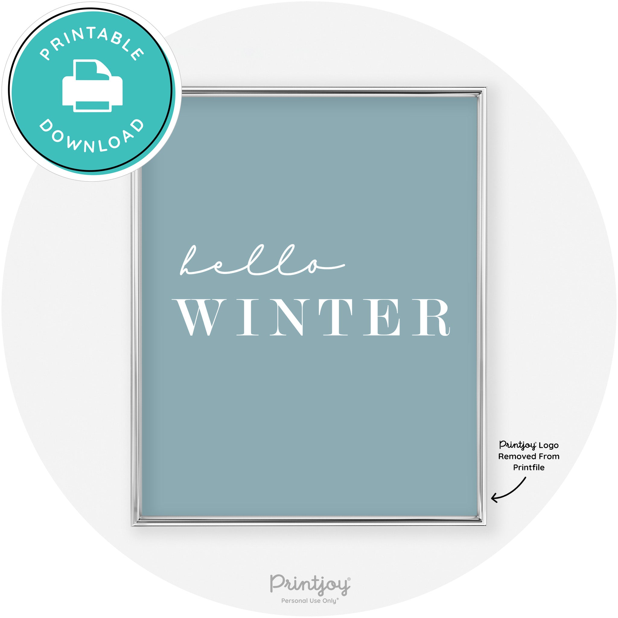 Hello Winter Cute Seasonal Modern Chic Wall Art Decor Free Printable
