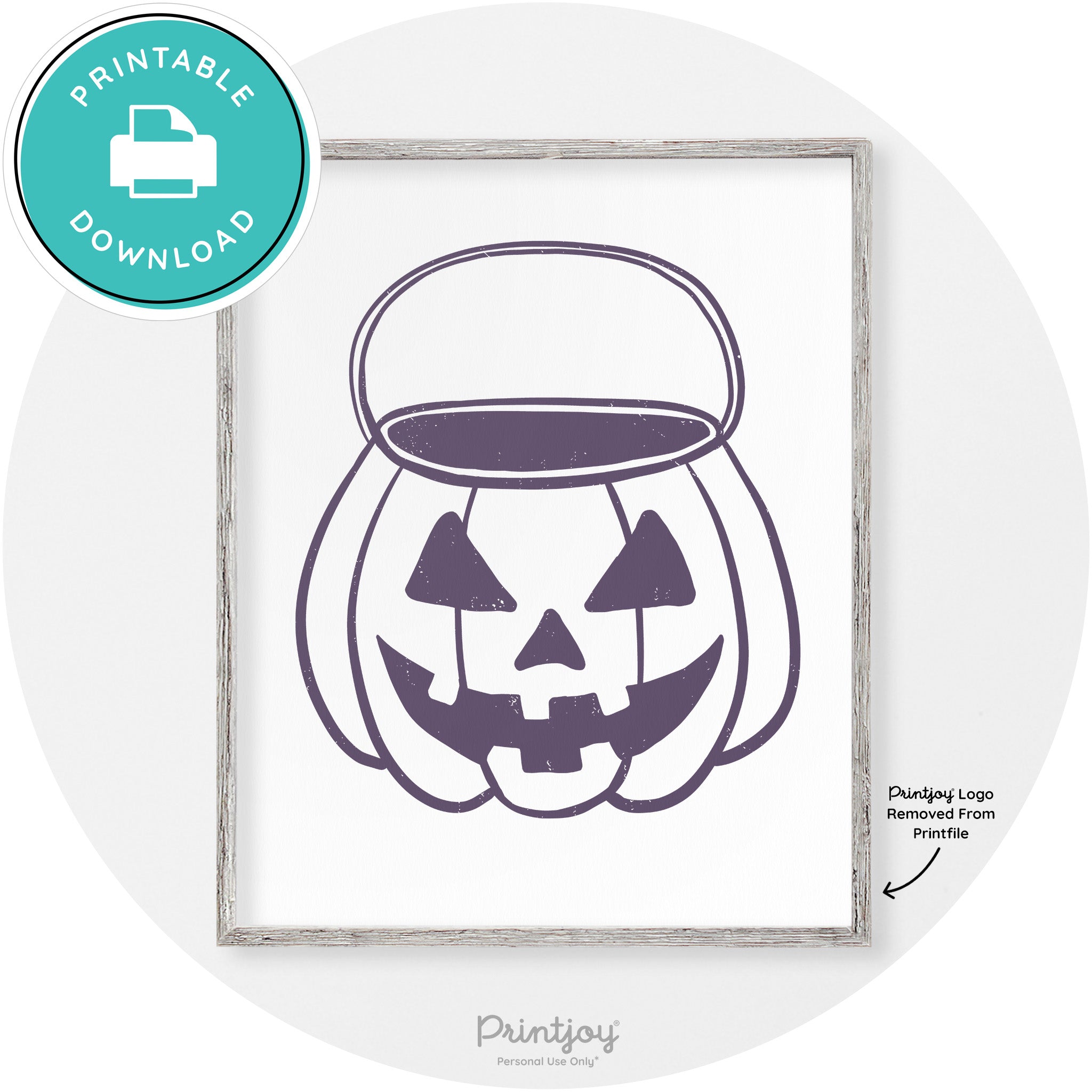 Jack O Lantern Treat Bucket Vintage Halloween Wall Art Free Printable - Printjoy