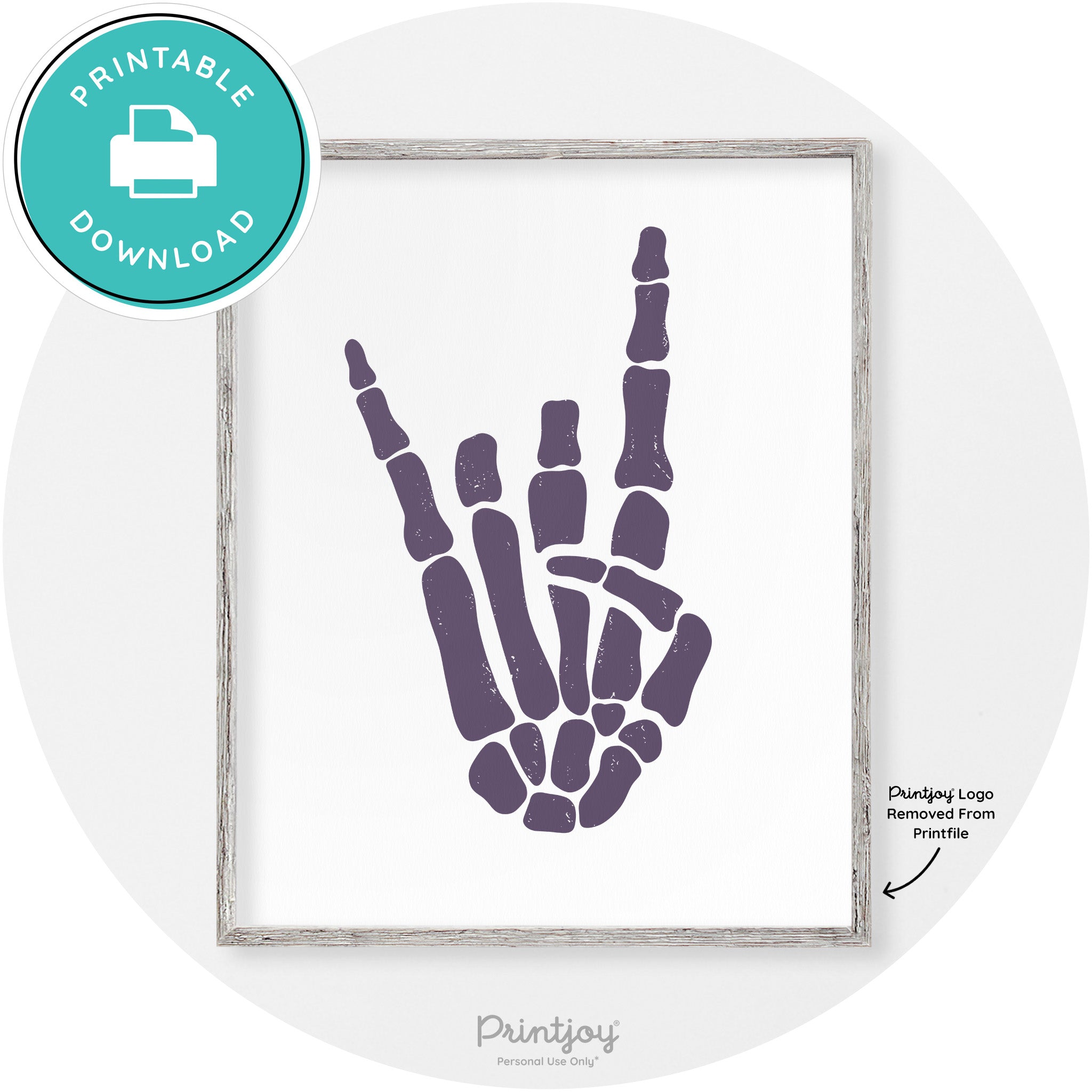 Skeleton Rock On Hand Bones Vintage Halloween Wall Art Free Printable - Printjoy
