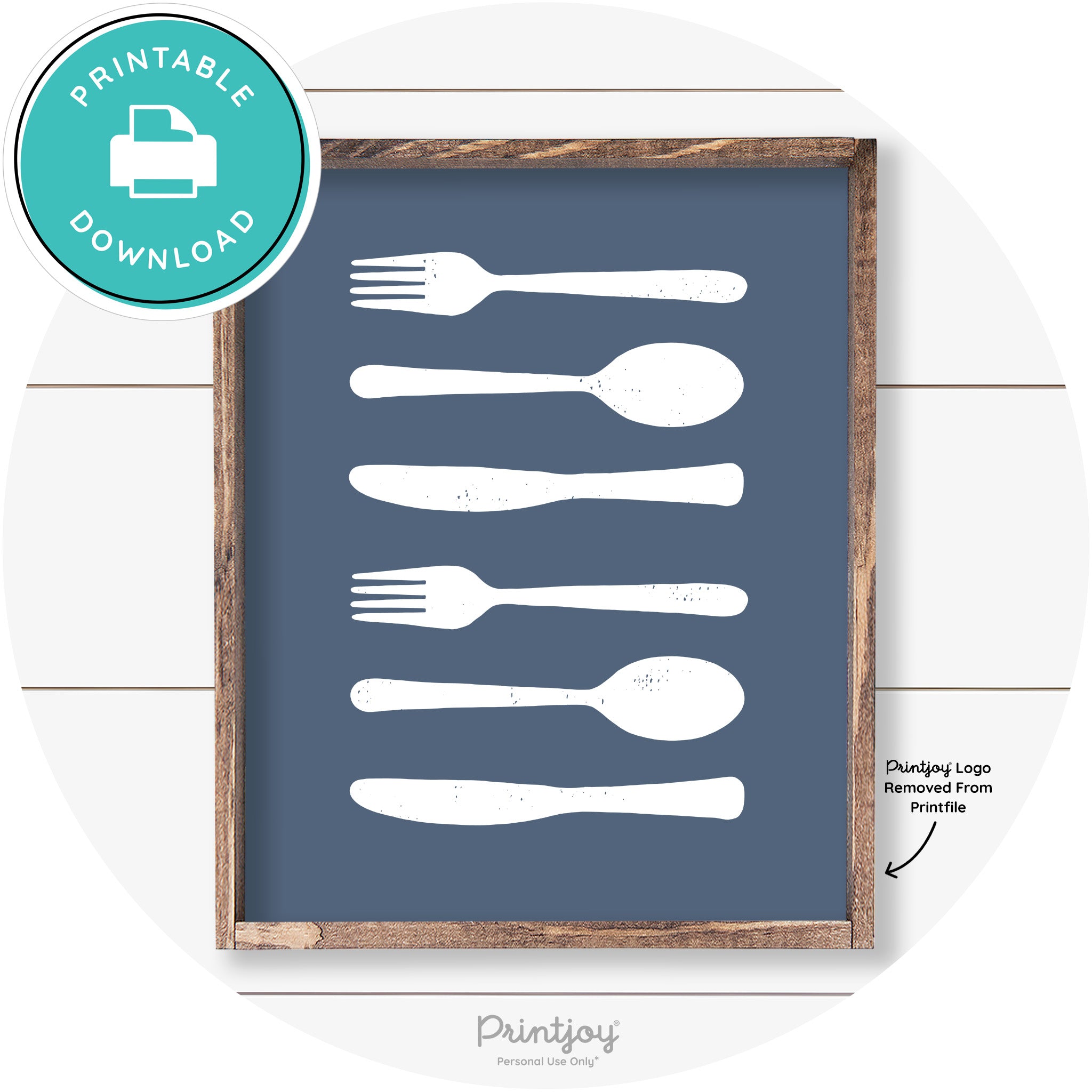 Fork Spoon Knife Pattern Farmhouse Kitchen Wall Art Free Printable