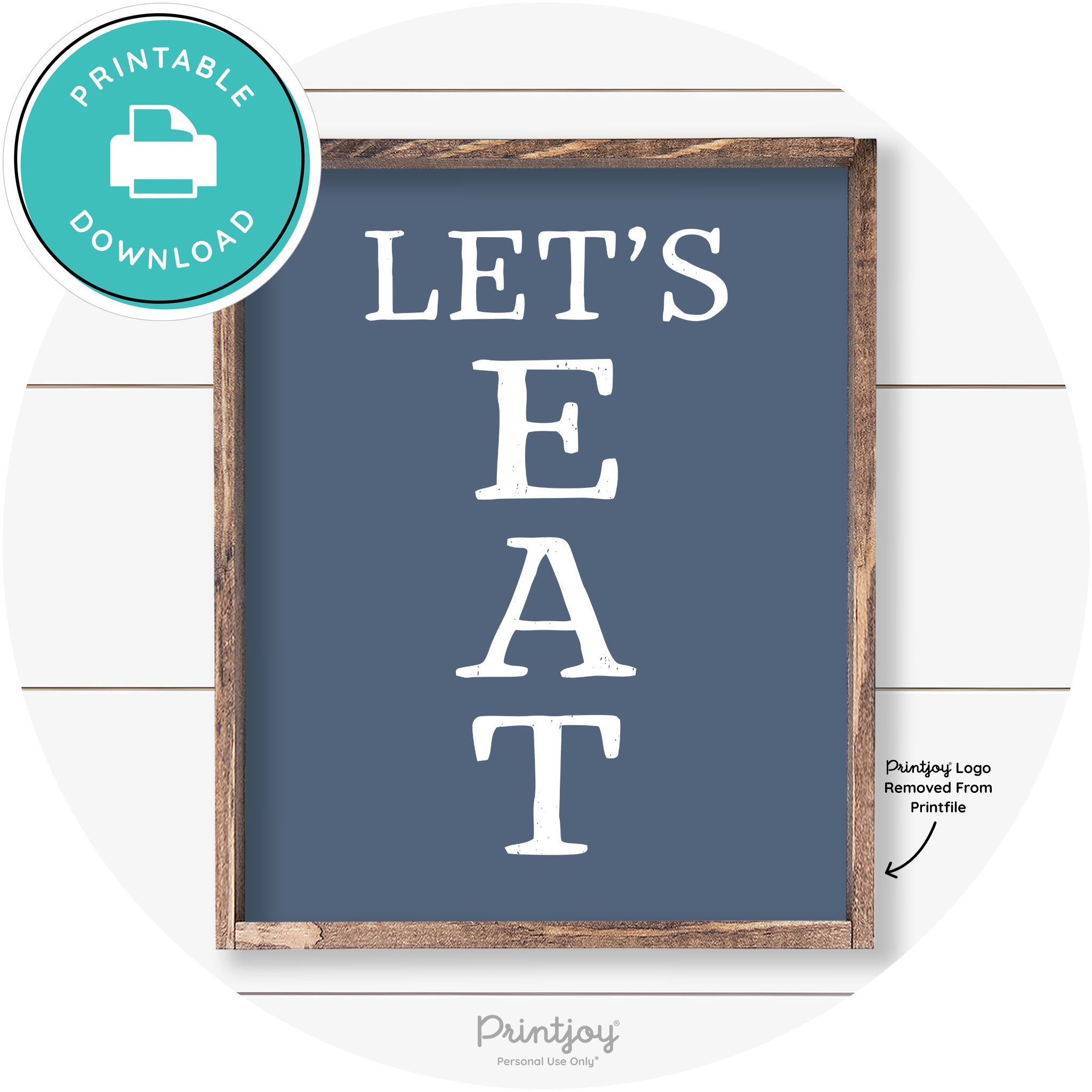 Let's Eat Kitchen Sign Rustic Farmhouse Wall Art Decor Free Printable
