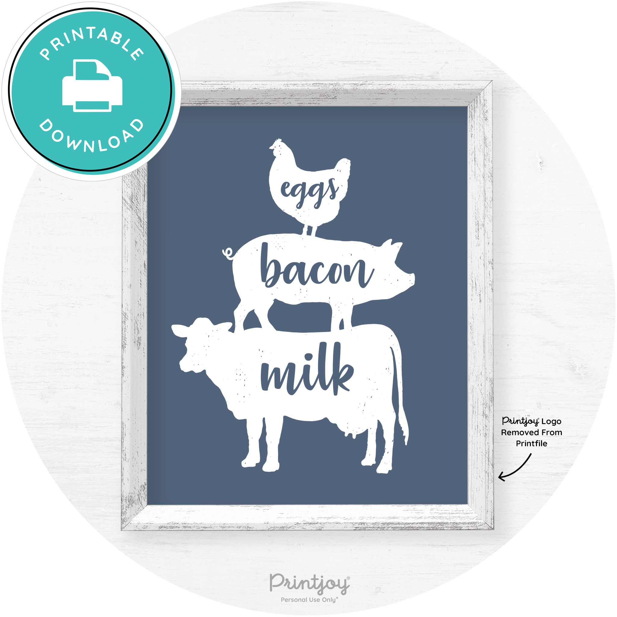 Stacked Farm Animals Eggs Bacon Milk Farmhouse Art Free Printable