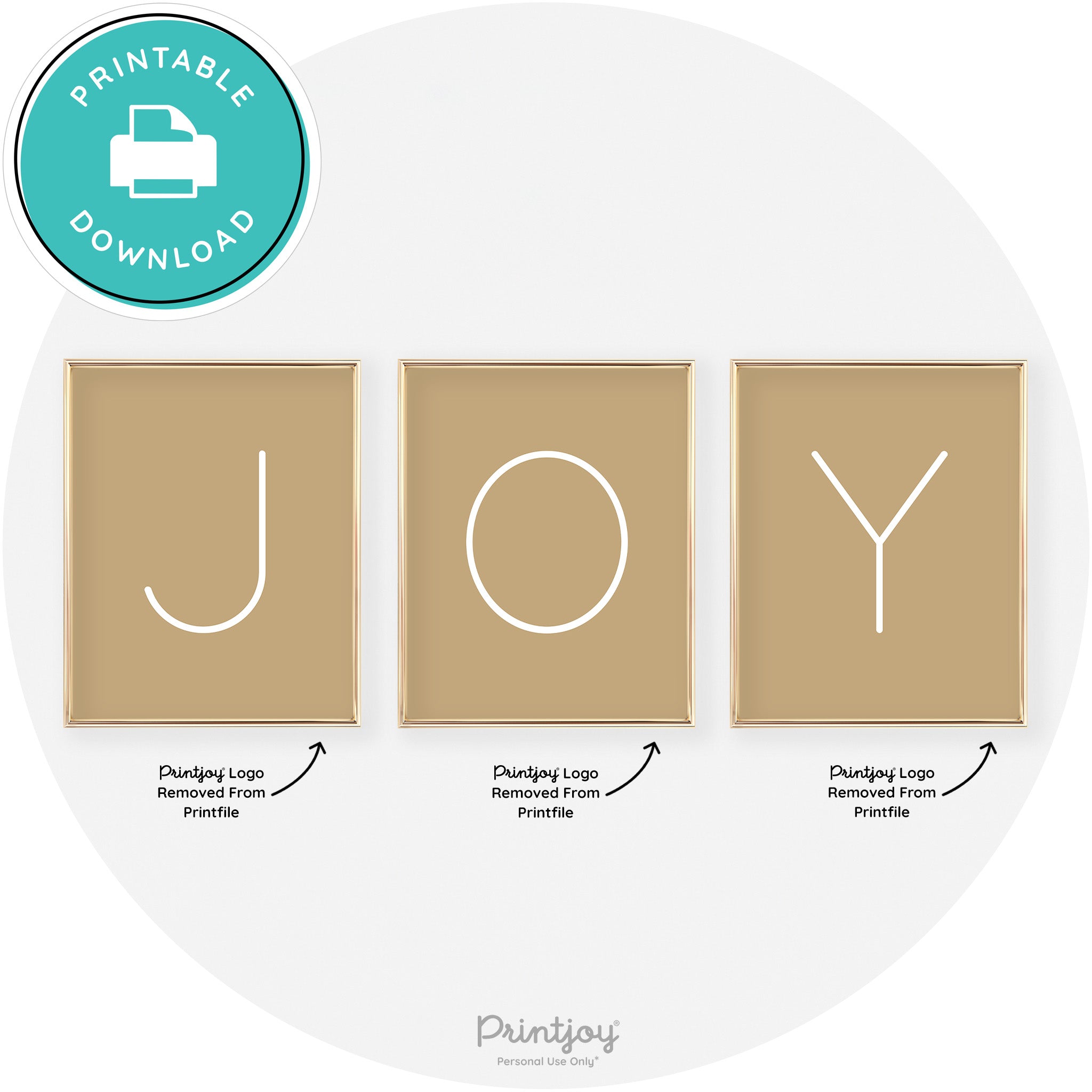 Joy Simple Letters Set Of 3 Christmas Modern Chic Wall Art Free Printable