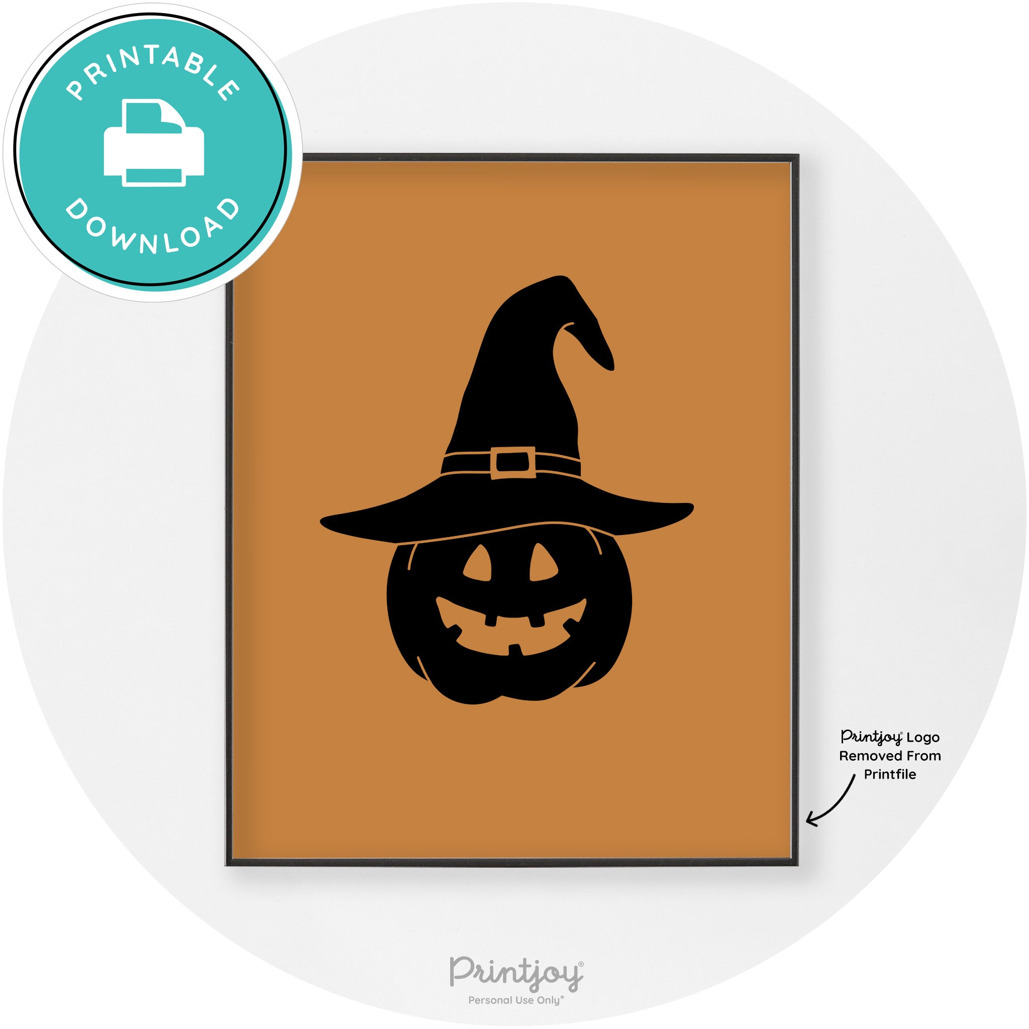 Halloween Cute Witch Jack O Lantern Chic Wall Art Printable