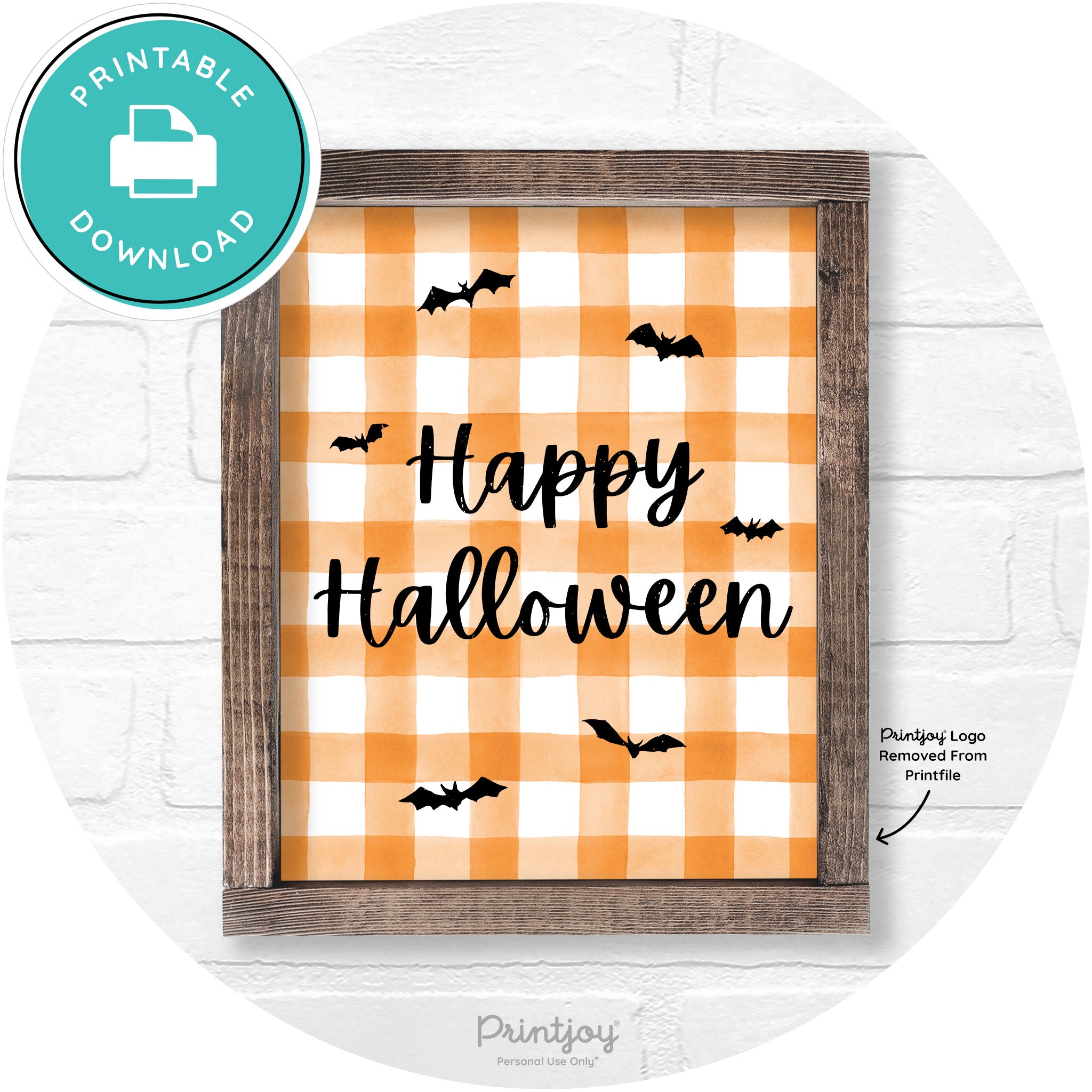 Happy Halloween Bats Rustic Farmhouse Wall Art Free Printable - Printjoy