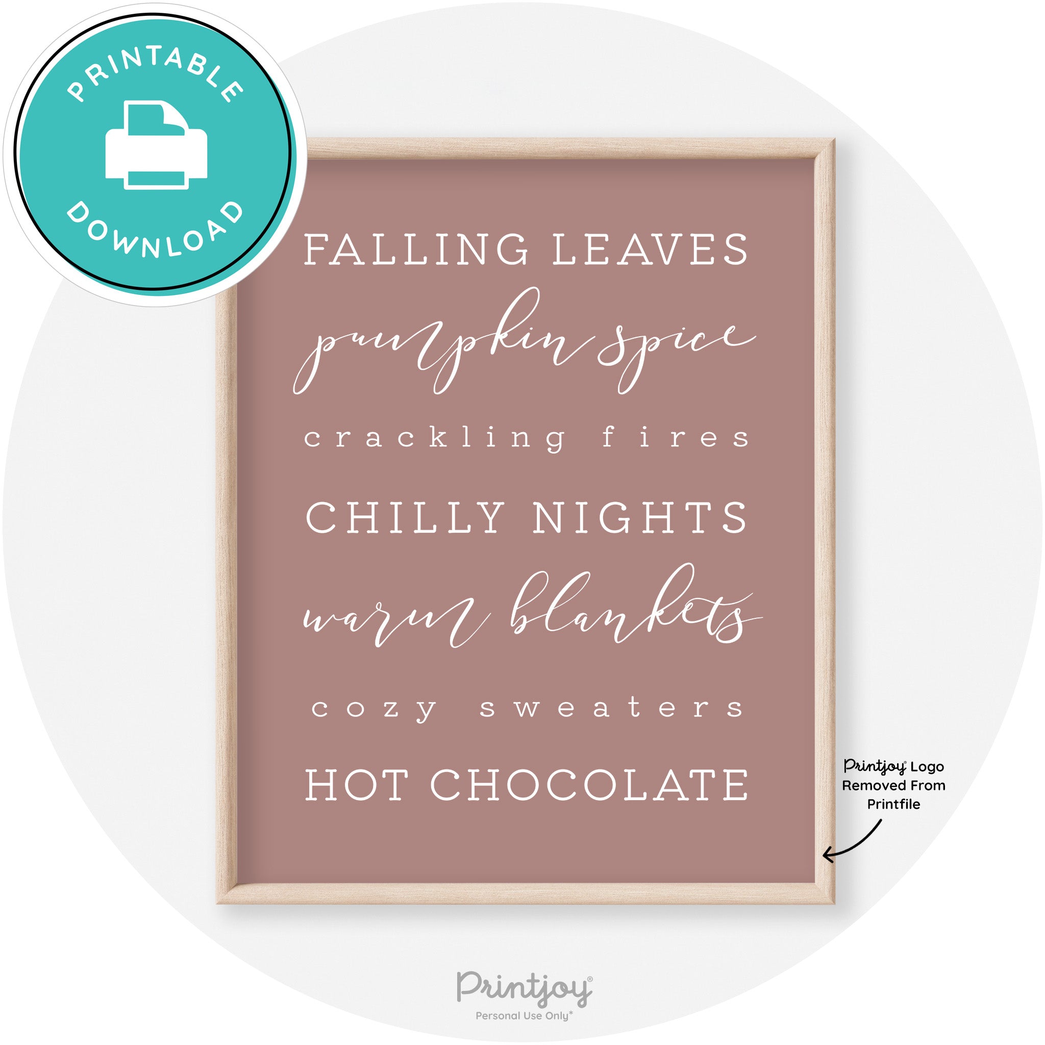 Fall Favorite Things Modern Transitional Decor Wall Art Printable
