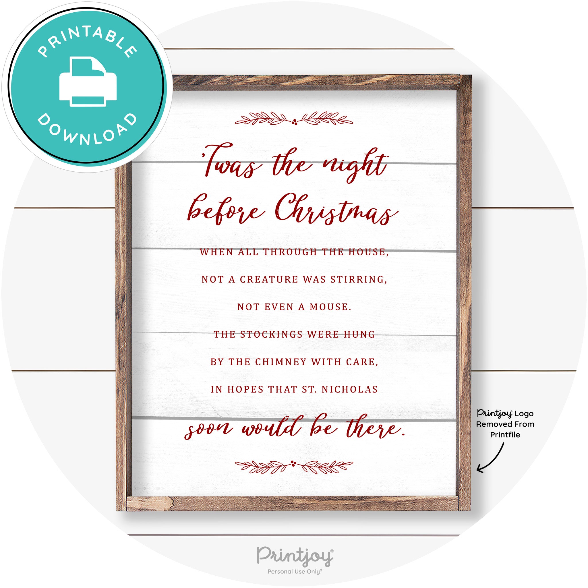 'Twas The Night Before Christmas Farmhouse Wall Art Free Printable