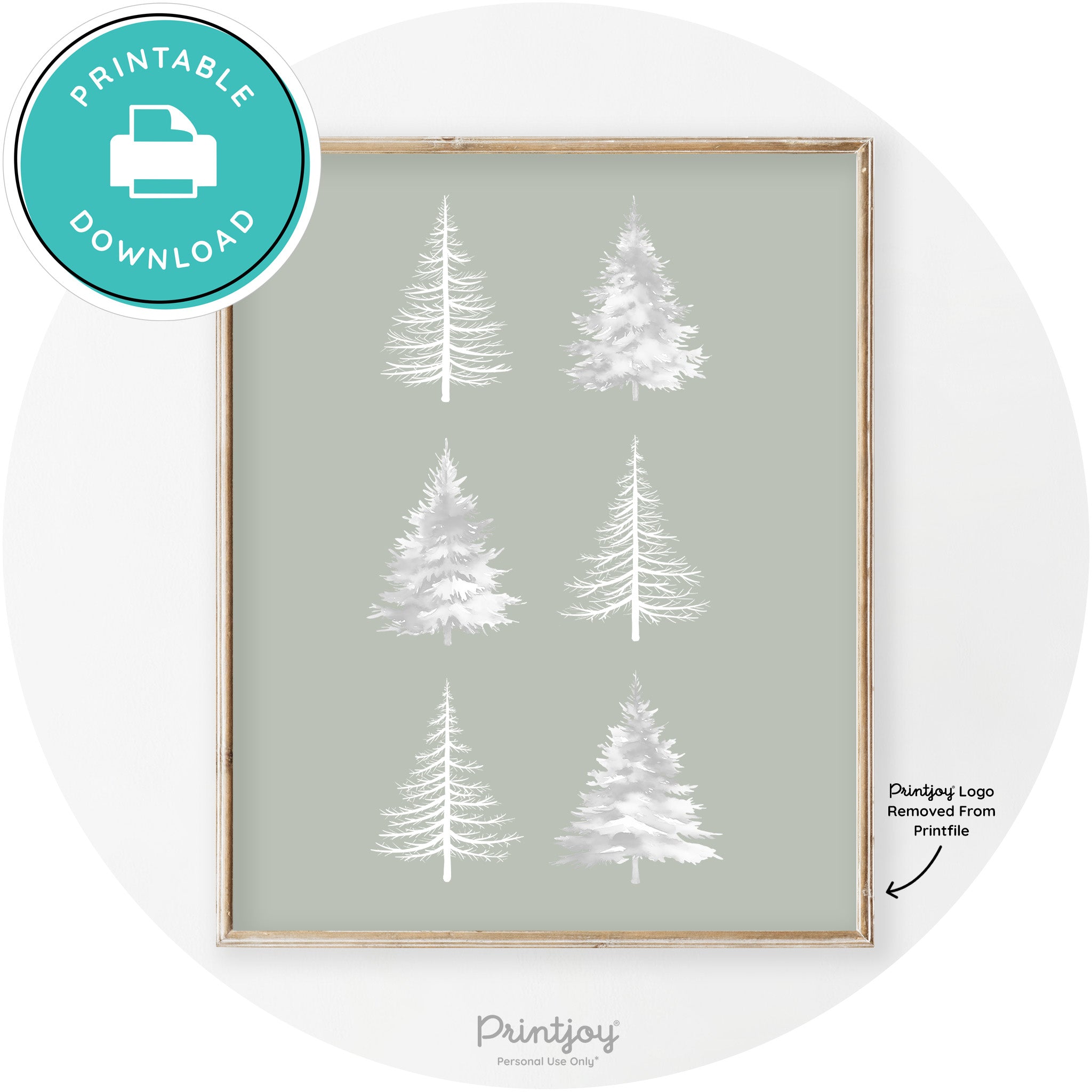 Christmas Trees Silhouette Modern Transitional Wall Art Free Printable - Printjoy