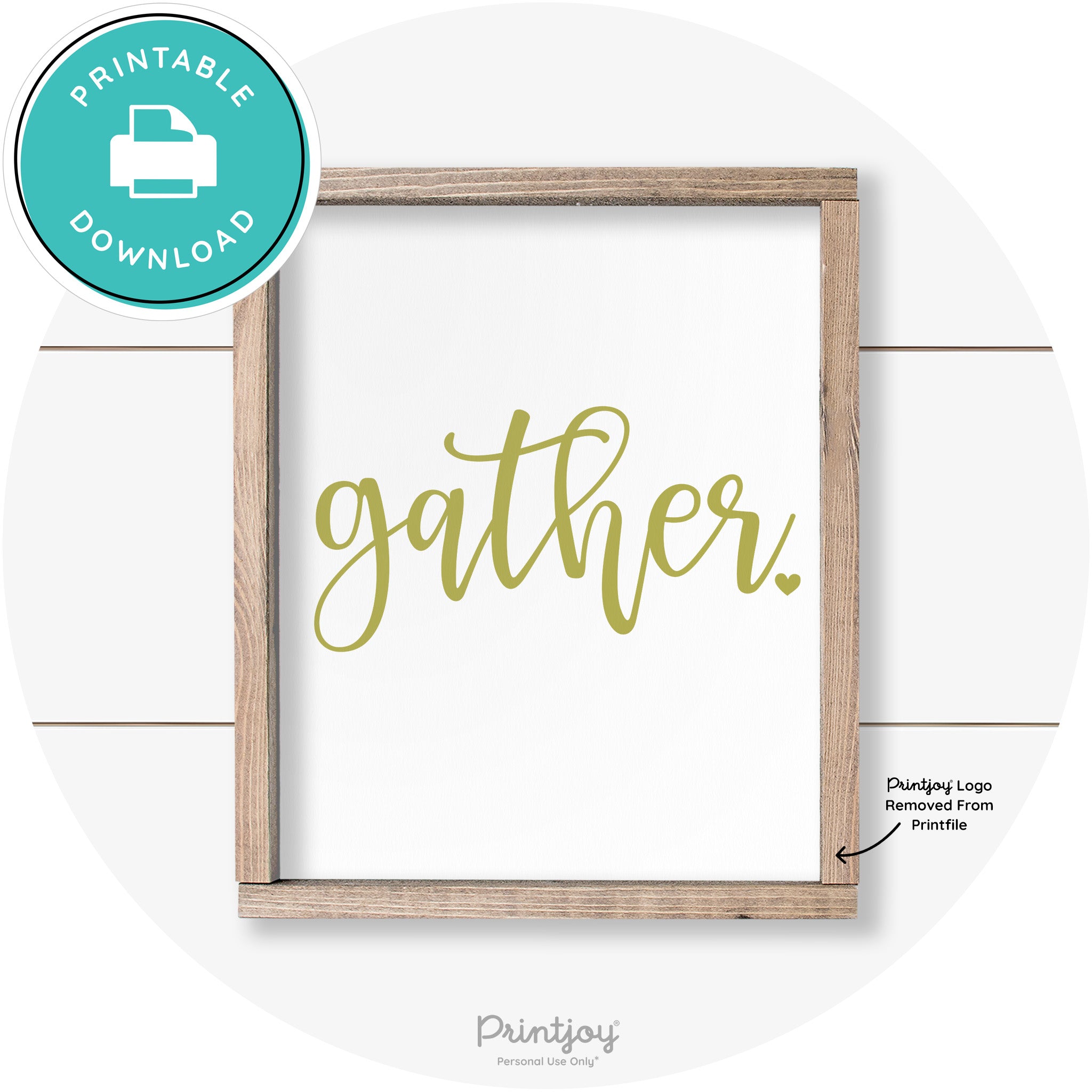 Fall Gather Heart Cute Farmhouse Wall Art Decor Free Printable