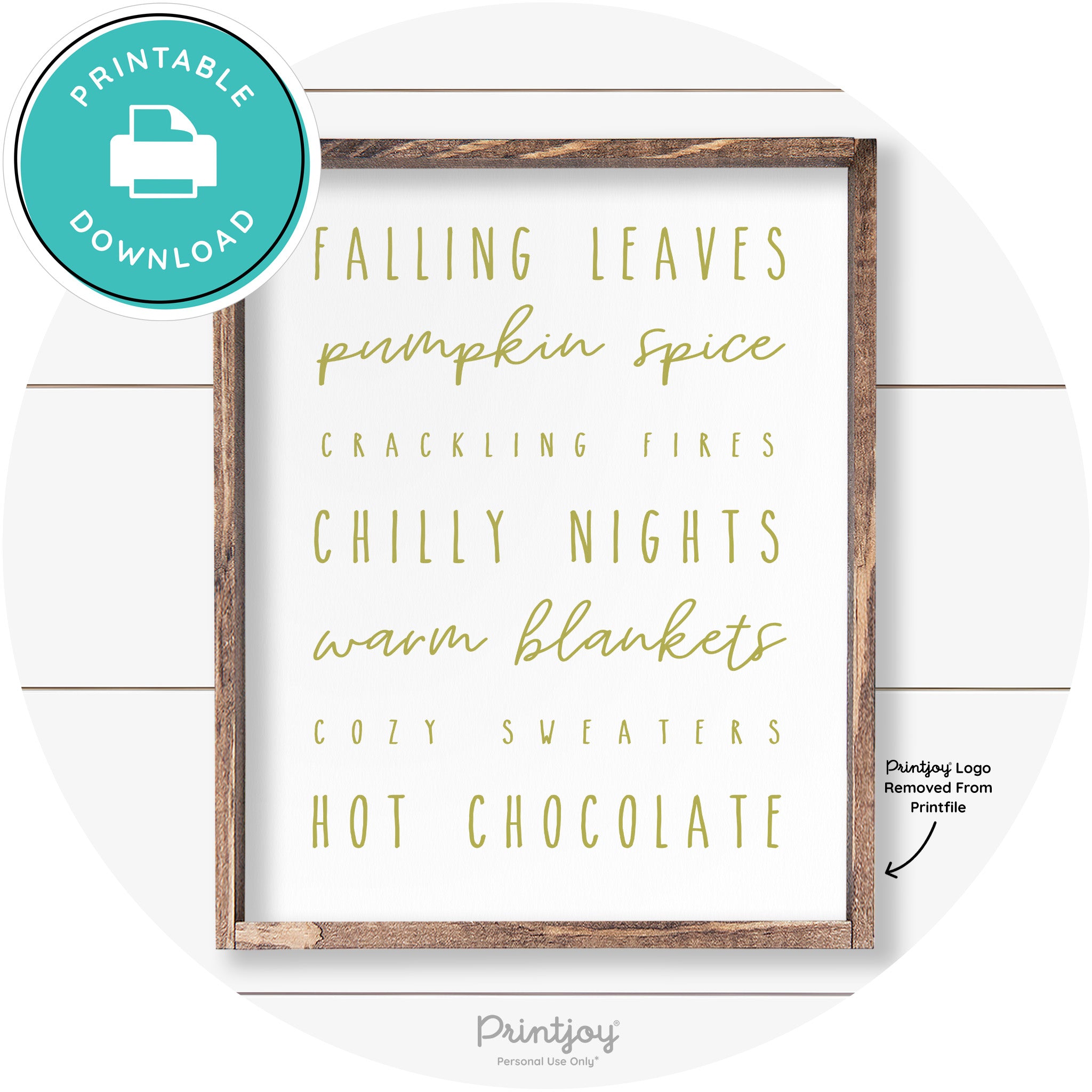 Fall Favorite Things Cute Farmhouse Autumn Wall Art Free Printable