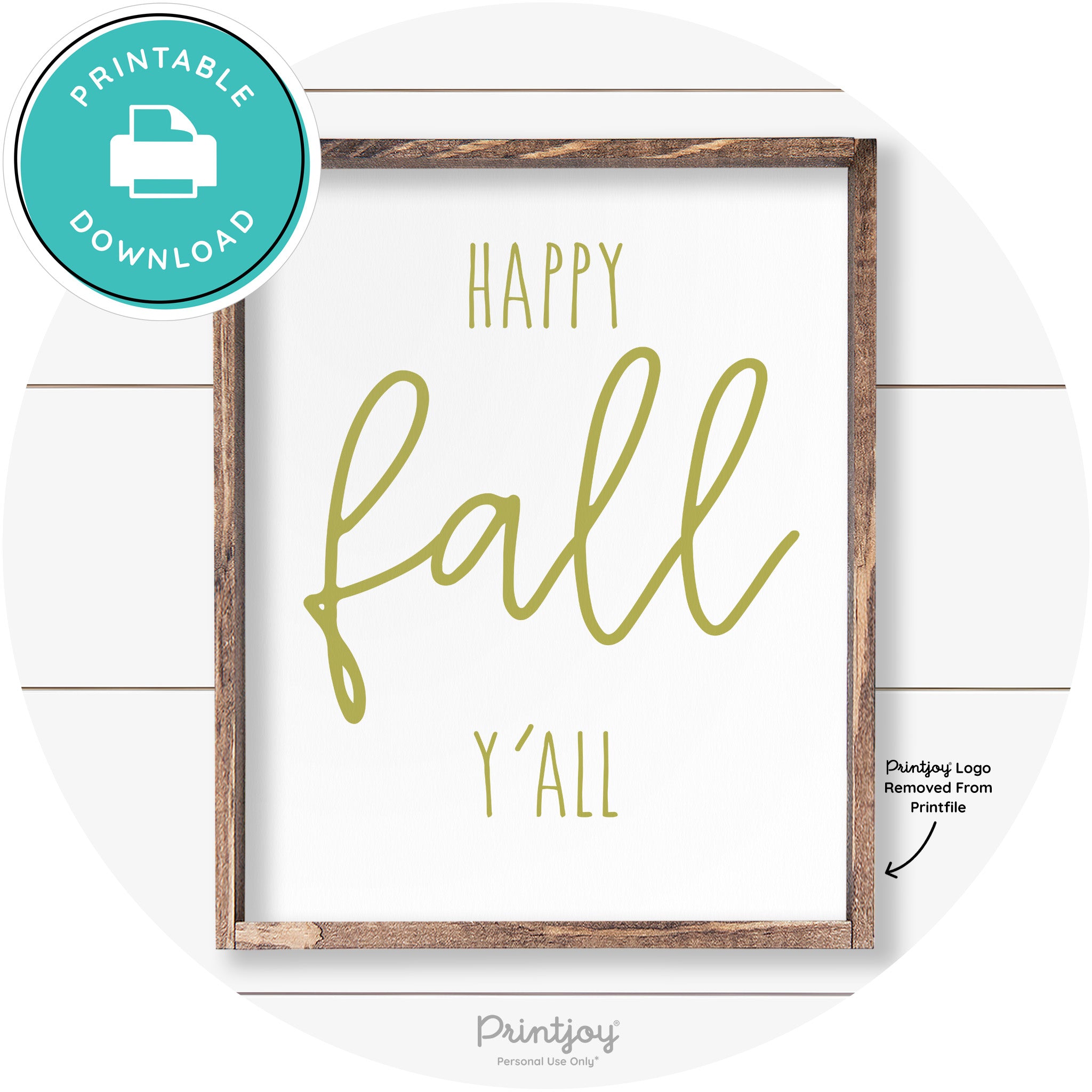Happy Fall Y'all Cute Farmhouse Autumn Wall Art Decor Free Printable