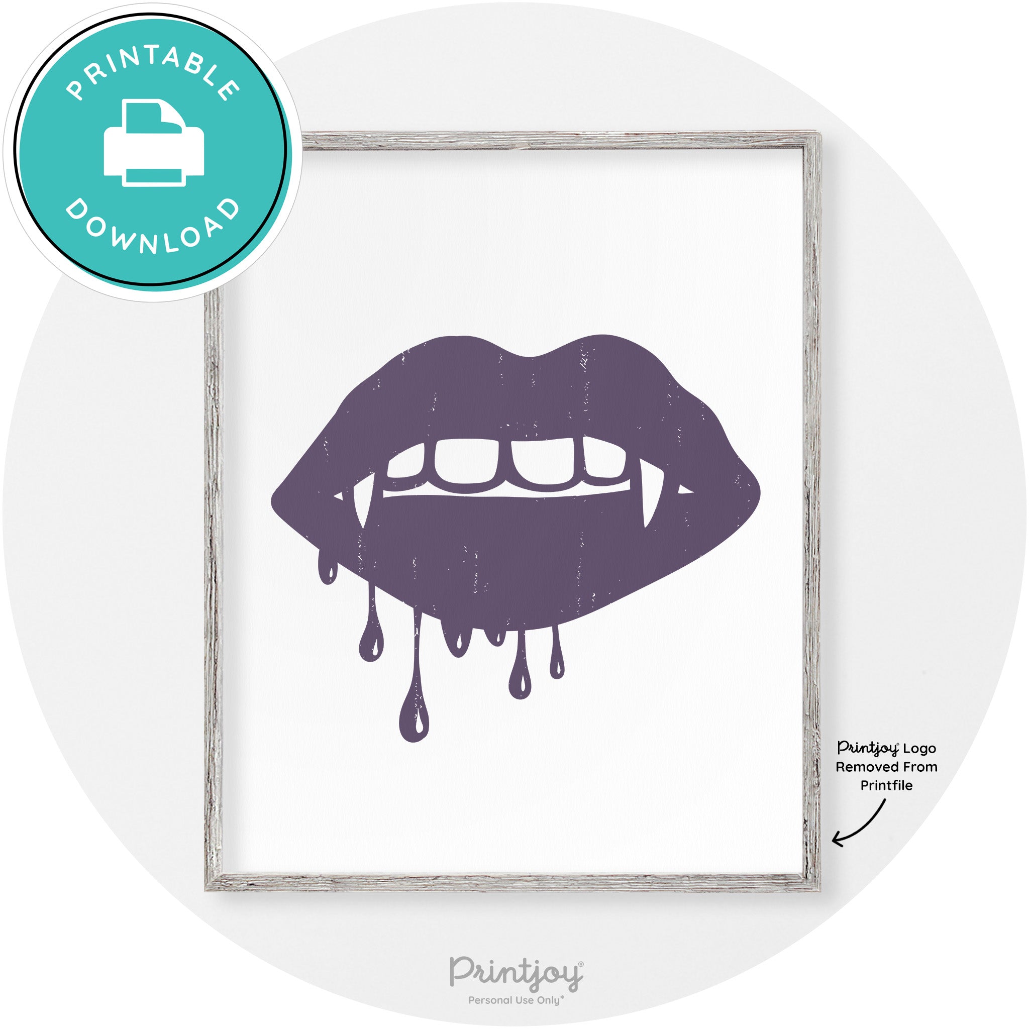 Dracula Fangs Teeth Modern Vintage Halloween Wall Art Free Printable - Printjoy