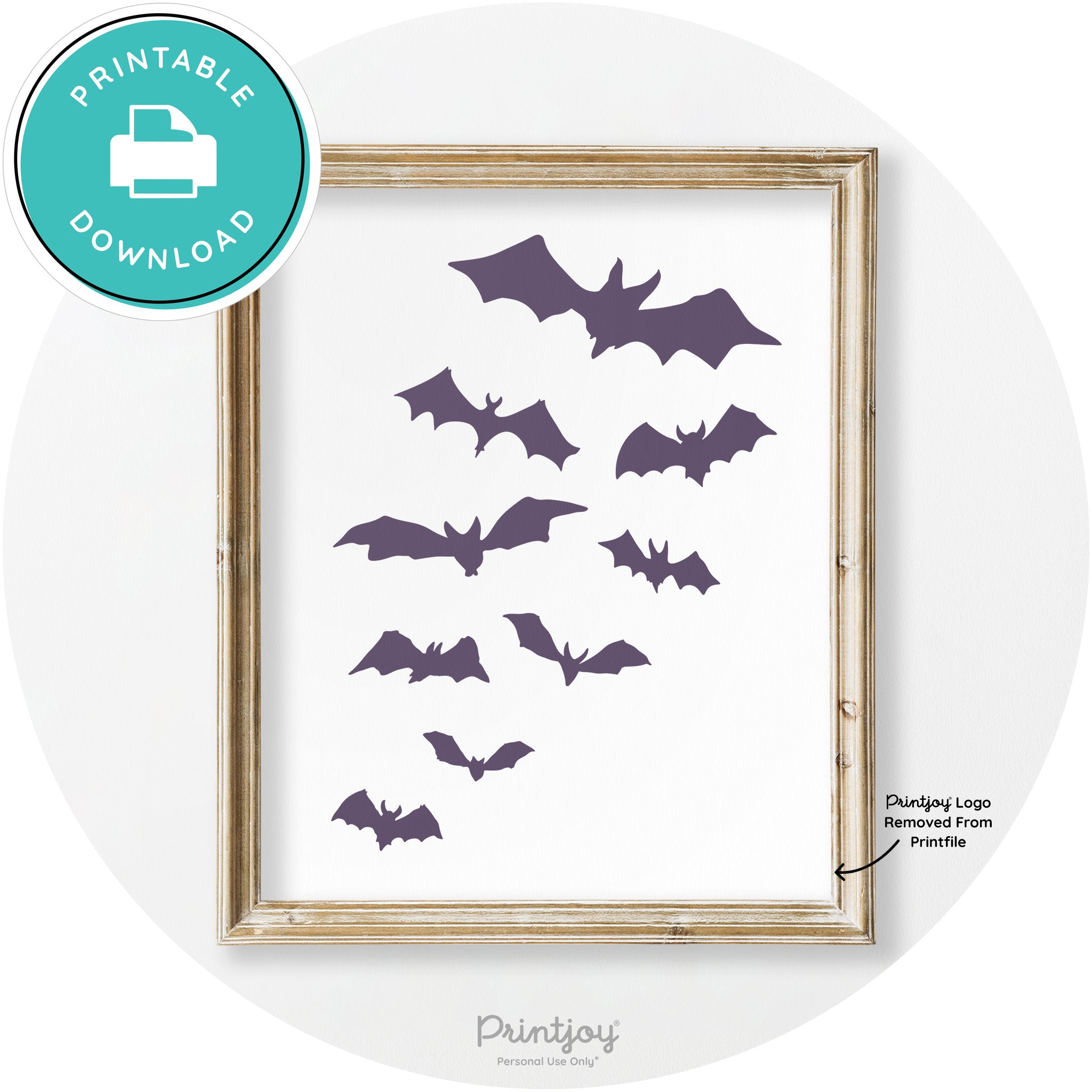 Halloween Bats Silhouette Modern Vintage Wall Art Free Printable