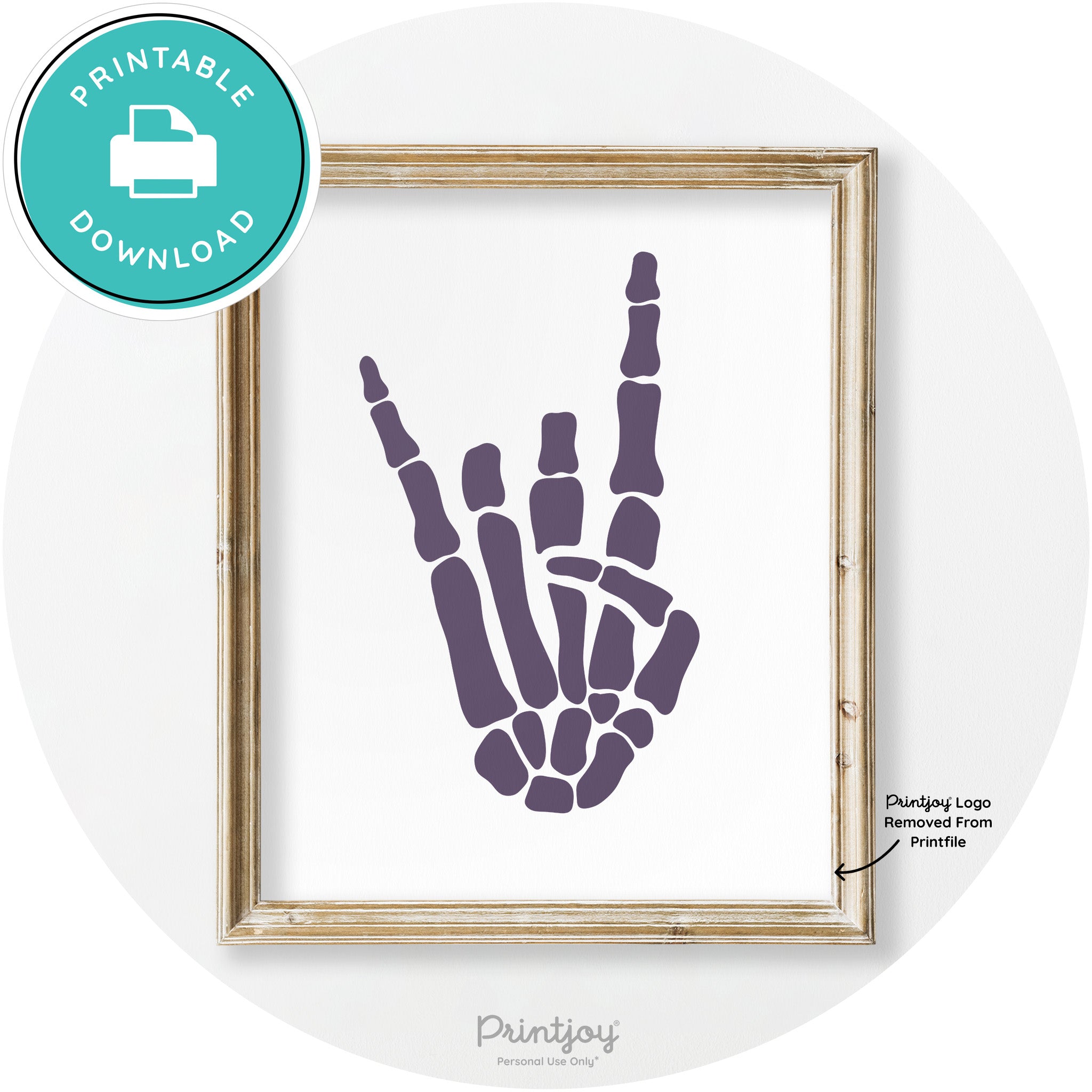 Skeleton Rock On Hand Bones Vintage Halloween Wall Art Free Printable