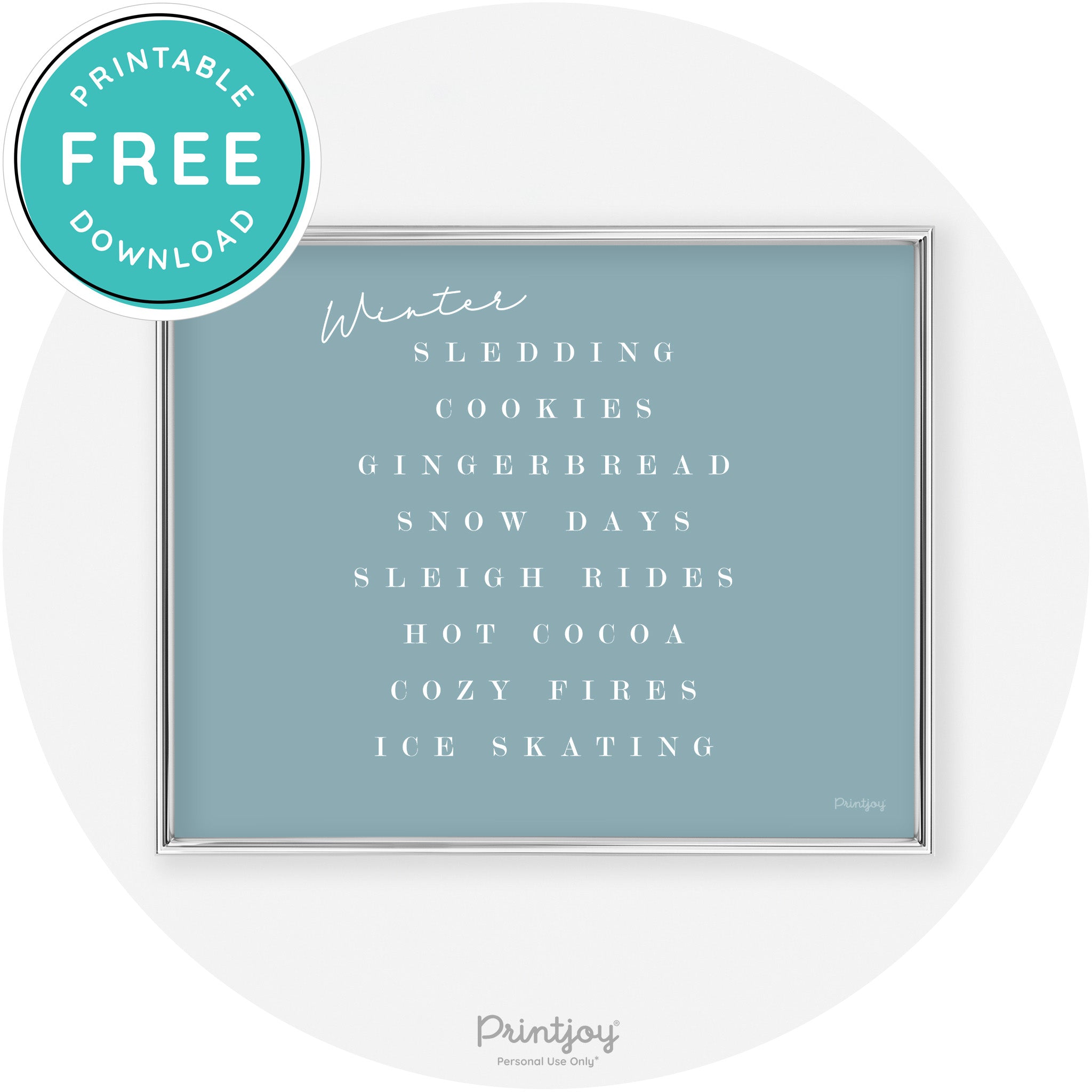Winter Favorite Things Modern Chic Wall Art Decor Free Printable