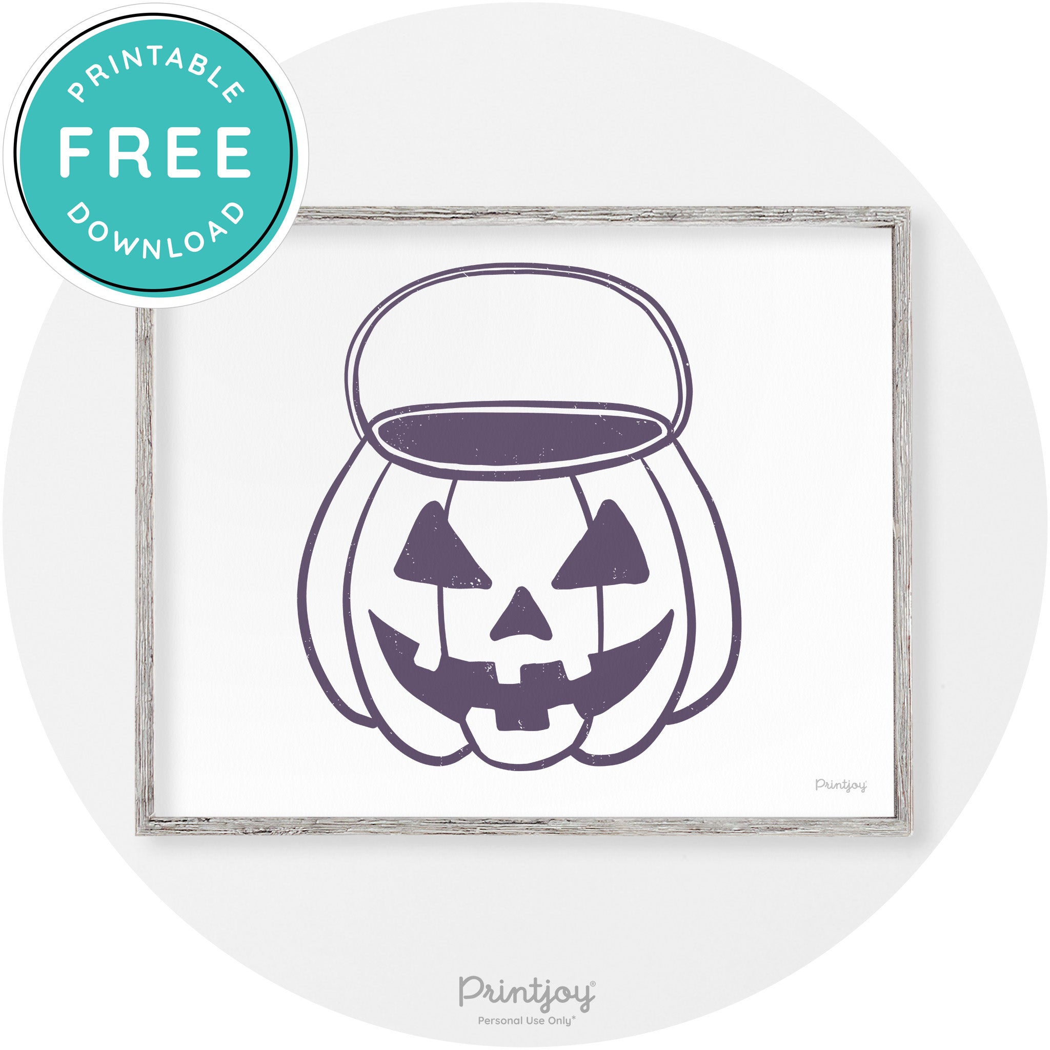 Jack O Lantern Treat Bucket Vintage Halloween Wall Art Free Printable - Printjoy