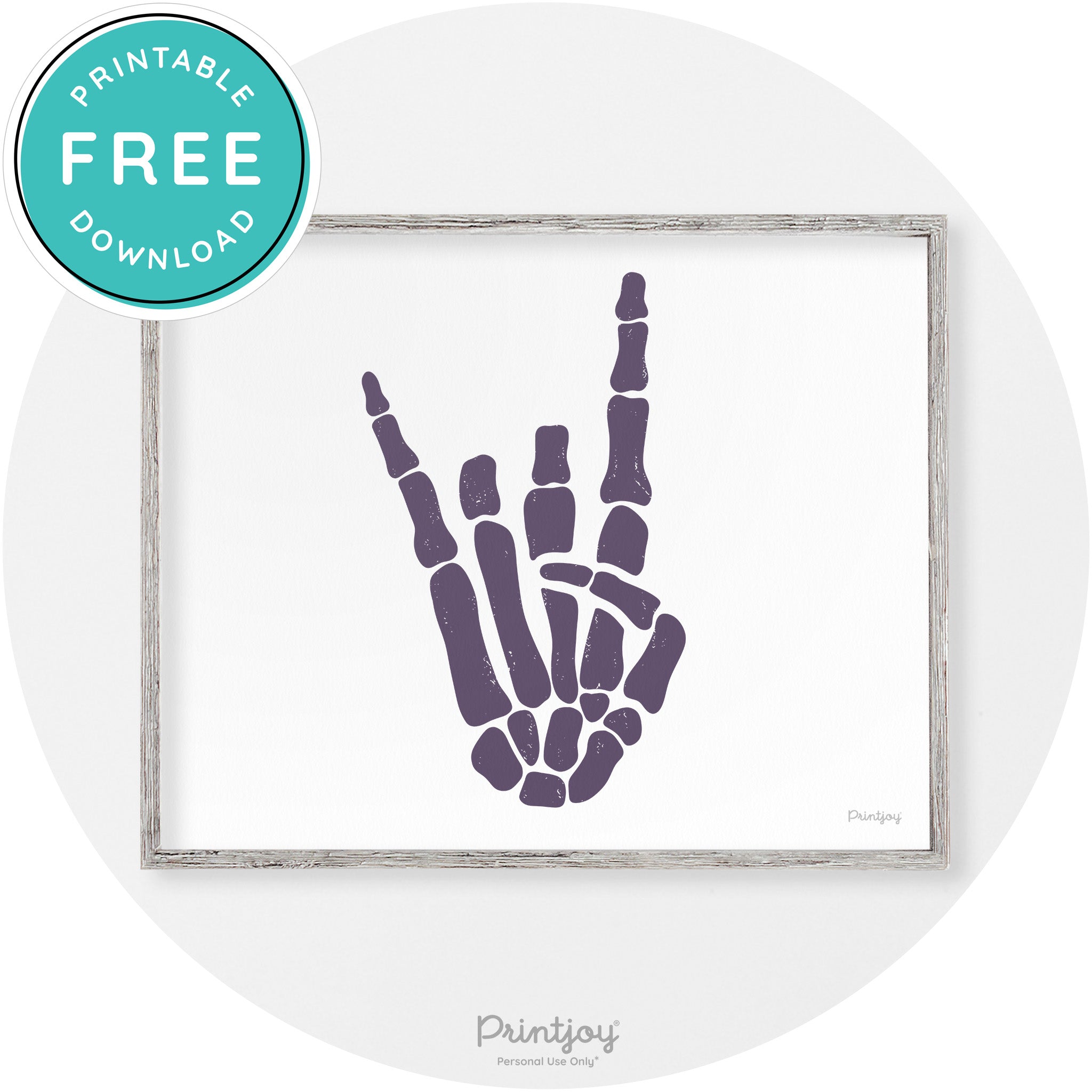 Skeleton Rock On Hand Bones Vintage Halloween Wall Art Free Printable - Printjoy
