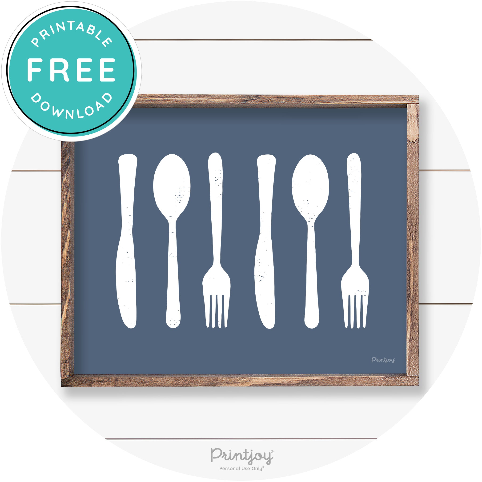 Fork Spoon Knife Pattern Farmhouse Kitchen Wall Art Free Printable