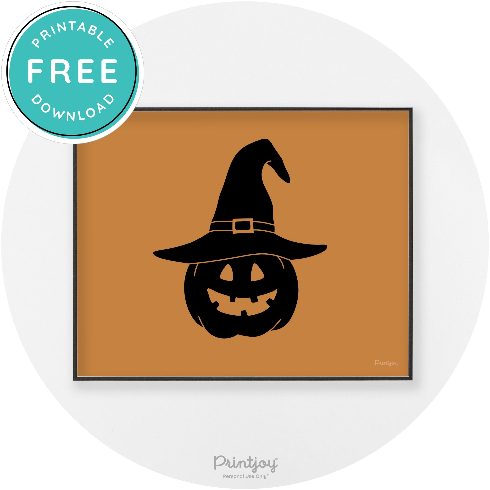 Halloween Cute Witch Jack O Lantern Chic Wall Art Printable