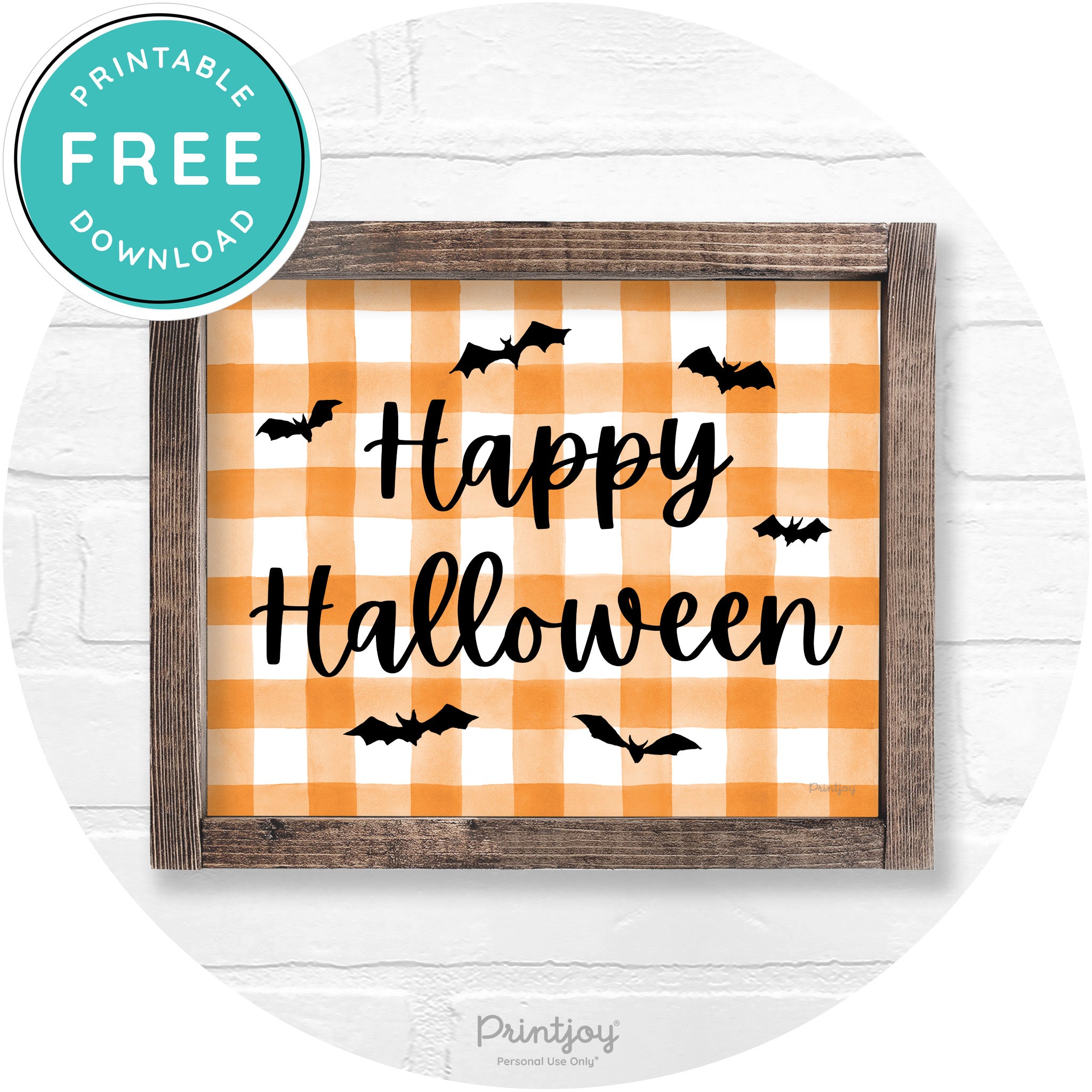 Happy Halloween Bats Rustic Farmhouse Wall Art Printable