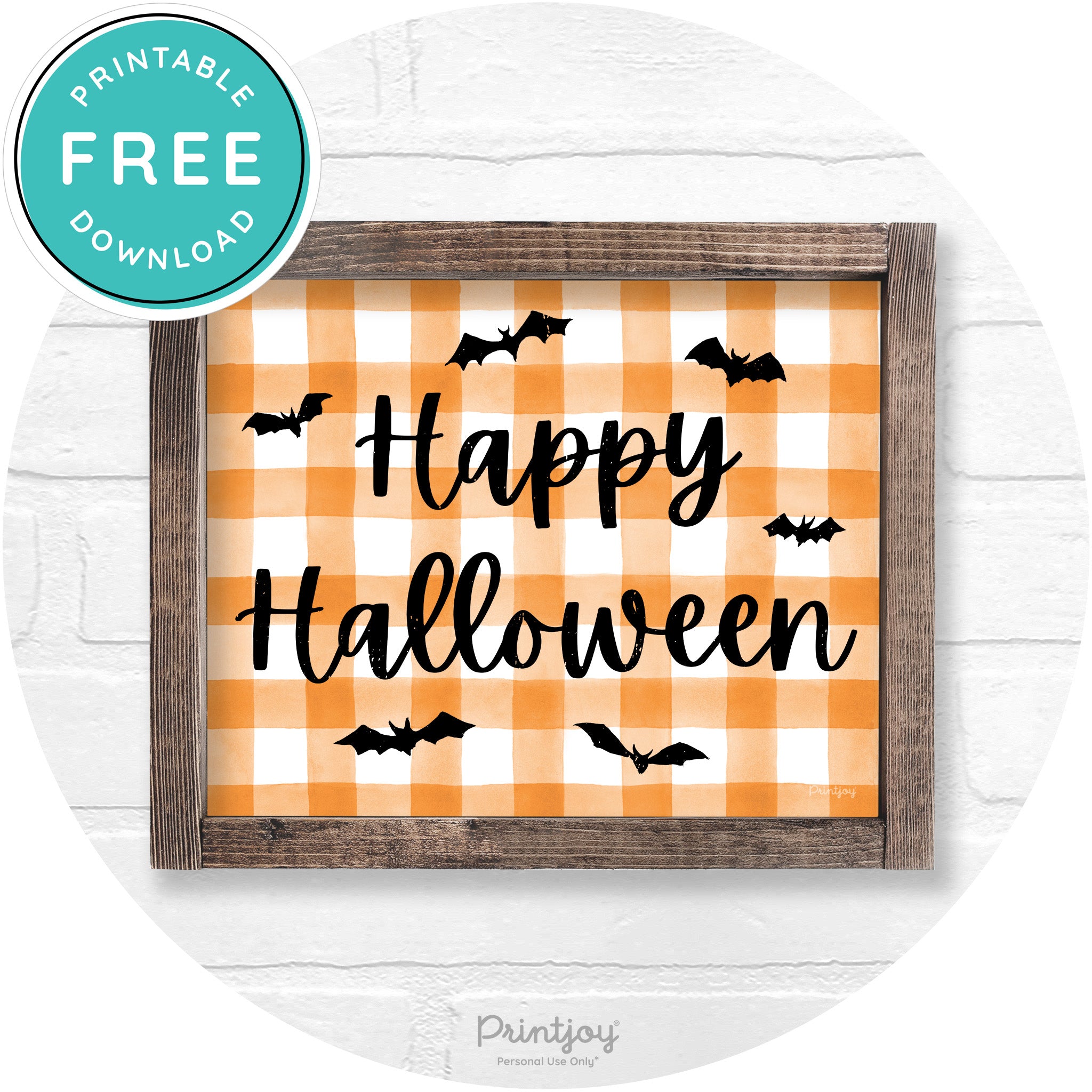 Happy Halloween Bats Rustic Farmhouse Wall Art Free Printable - Printjoy