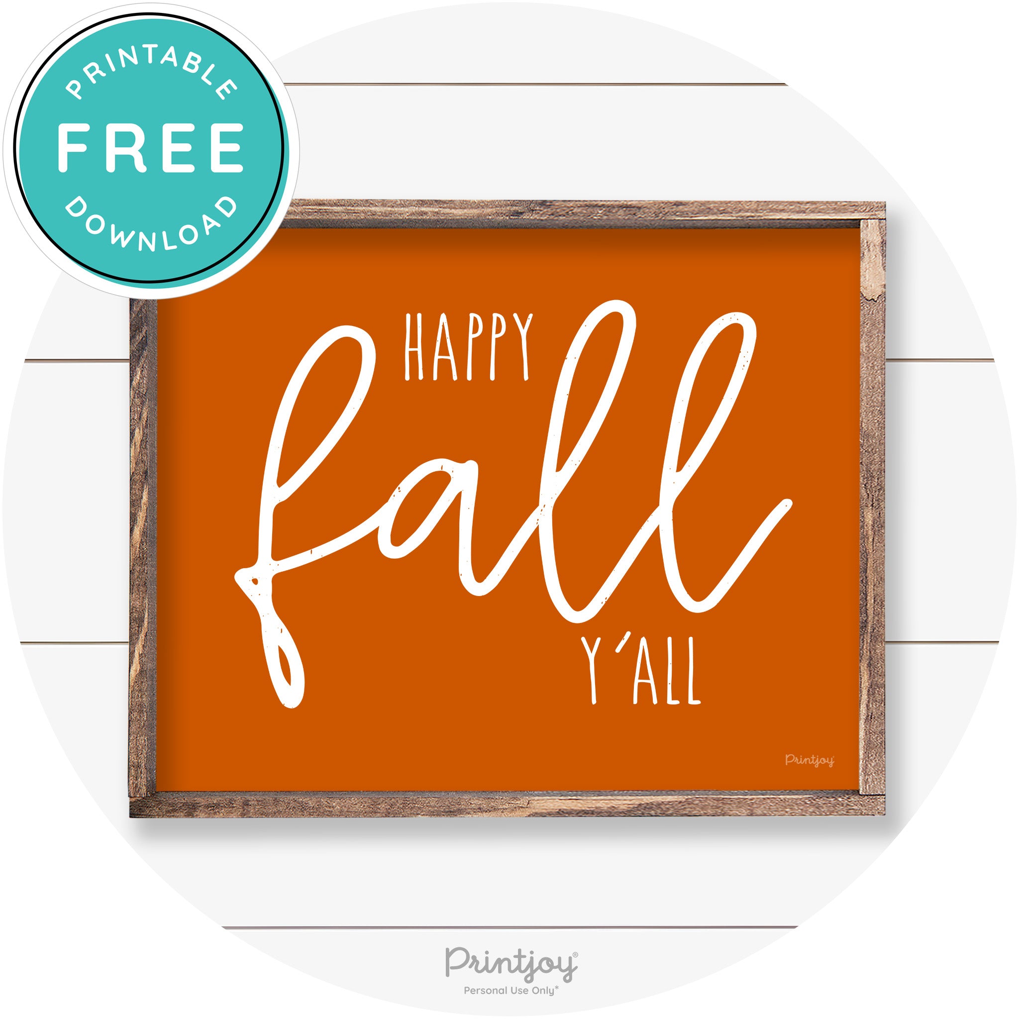 Happy Fall Y'all Cute Farmhouse Autumn Wall Art Decor Free Printable - Printjoy