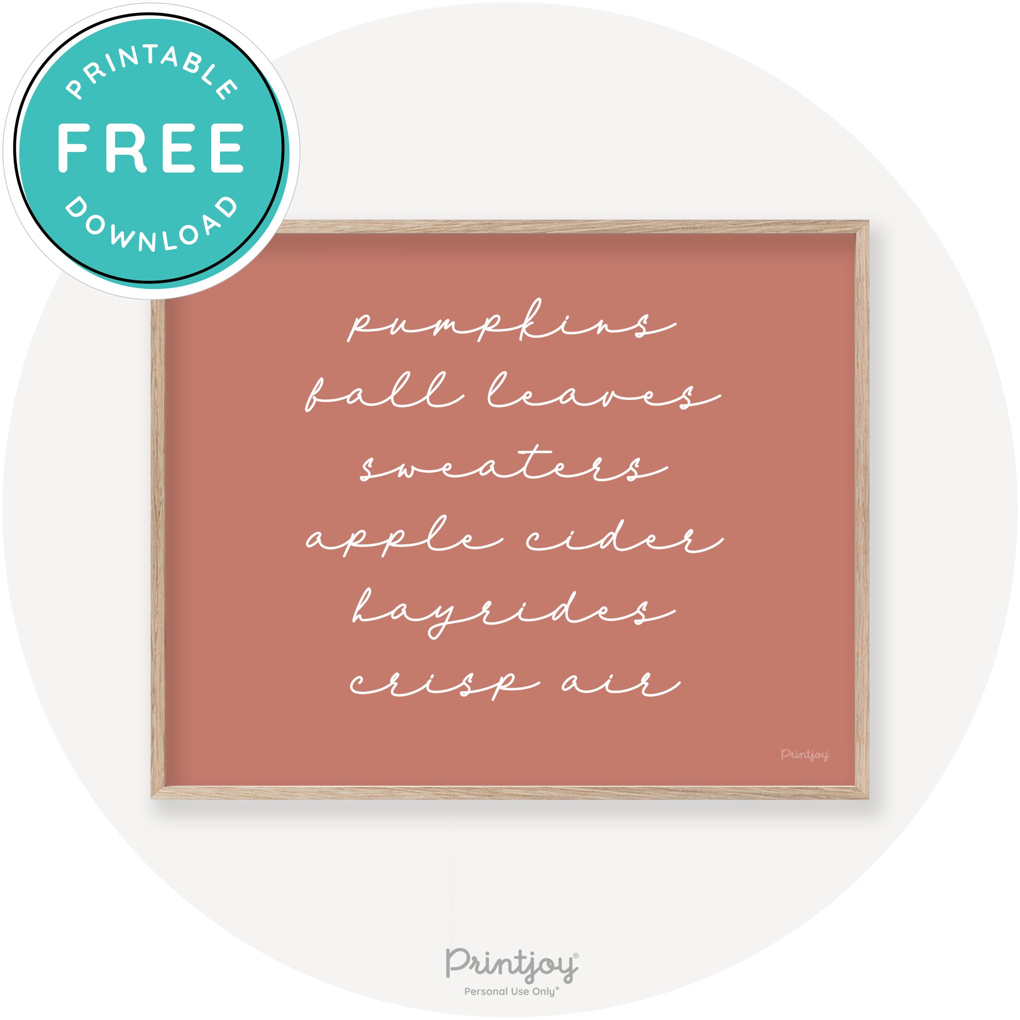 Fall Favorite Things Cute Modern Chic Decor Wall Art Printable