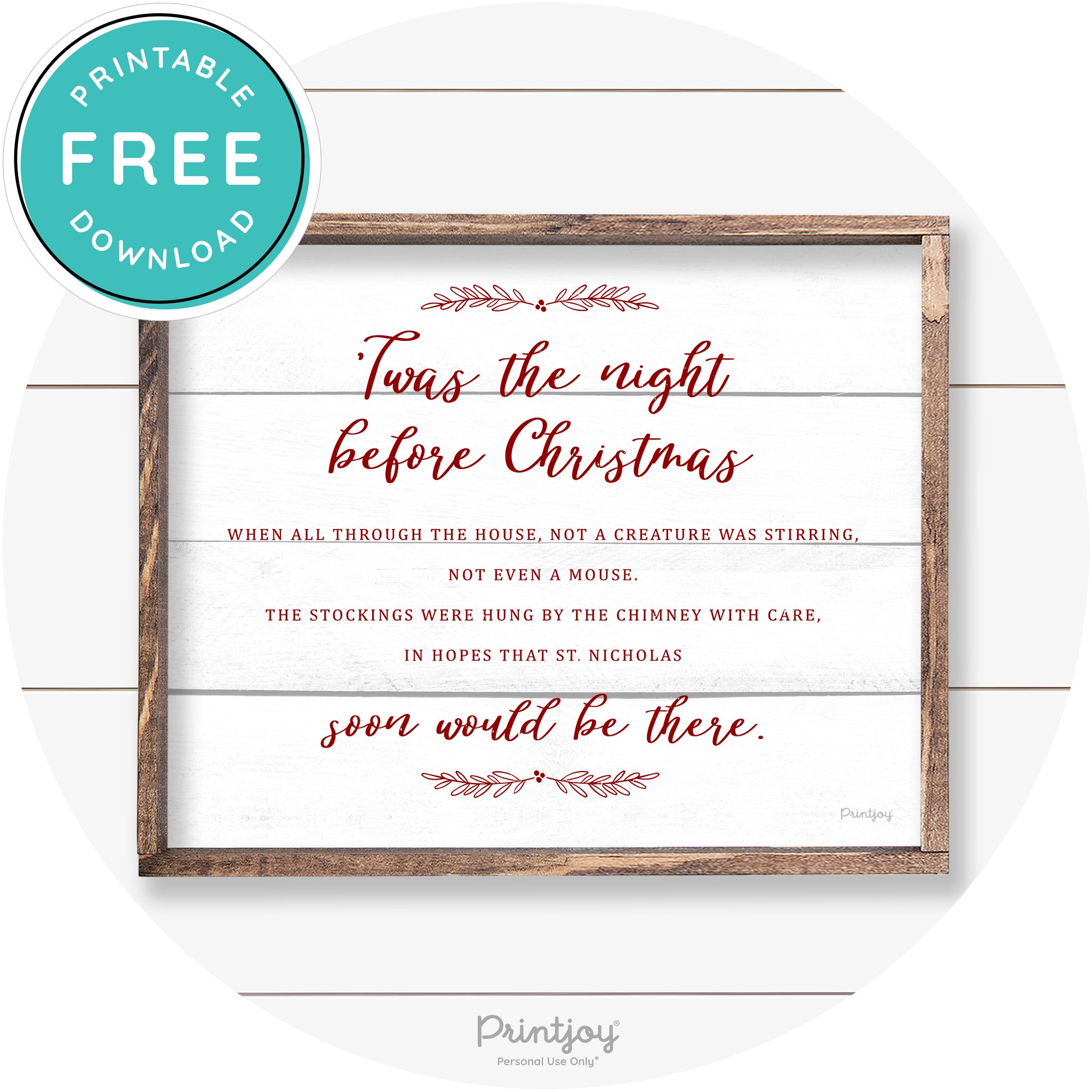 'Twas The Night Before Christmas Farmhouse Wall Art Free Printable