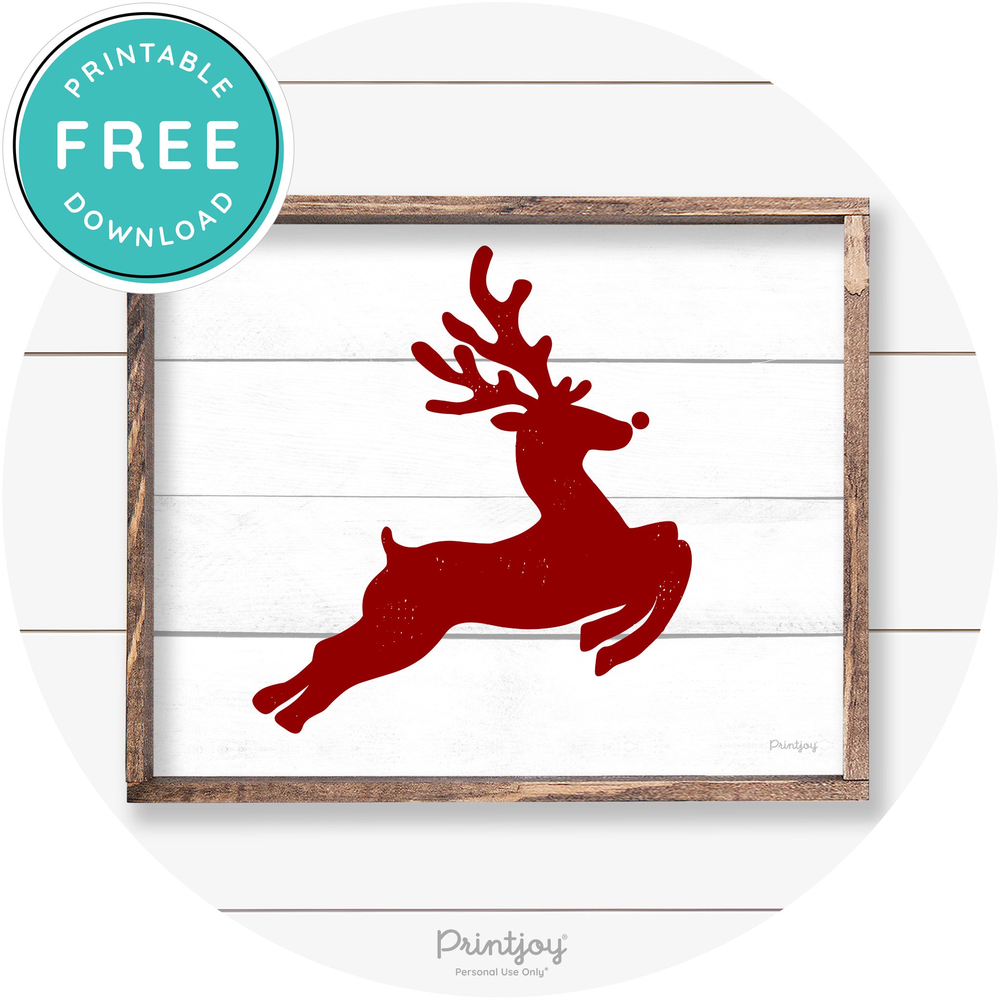 Flying Reindeer Silhouette Christmas Farmhouse Wall Art Free Printable - Printjoy