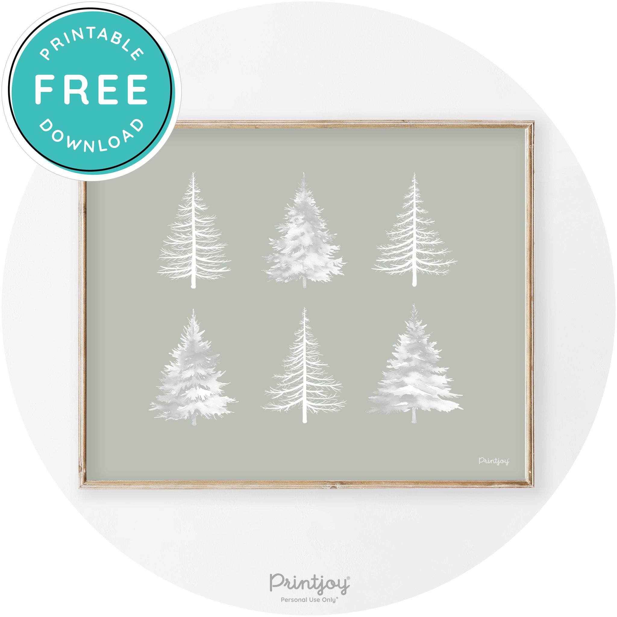 Christmas Trees Silhouette Modern Transitional Wall Art Free Printable - Printjoy