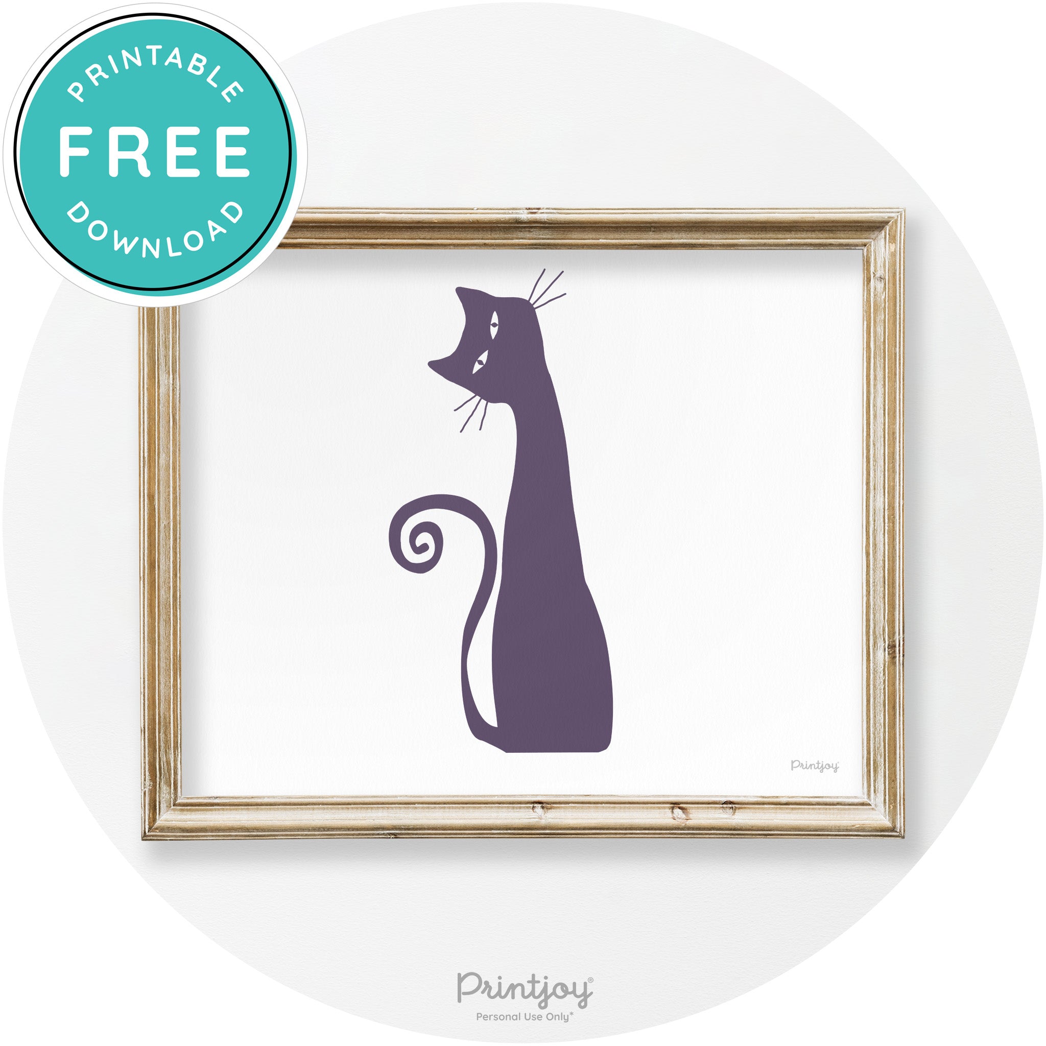 Creepy Skinny Cat Modern Vintage Halloween Wall Art Free Printable
