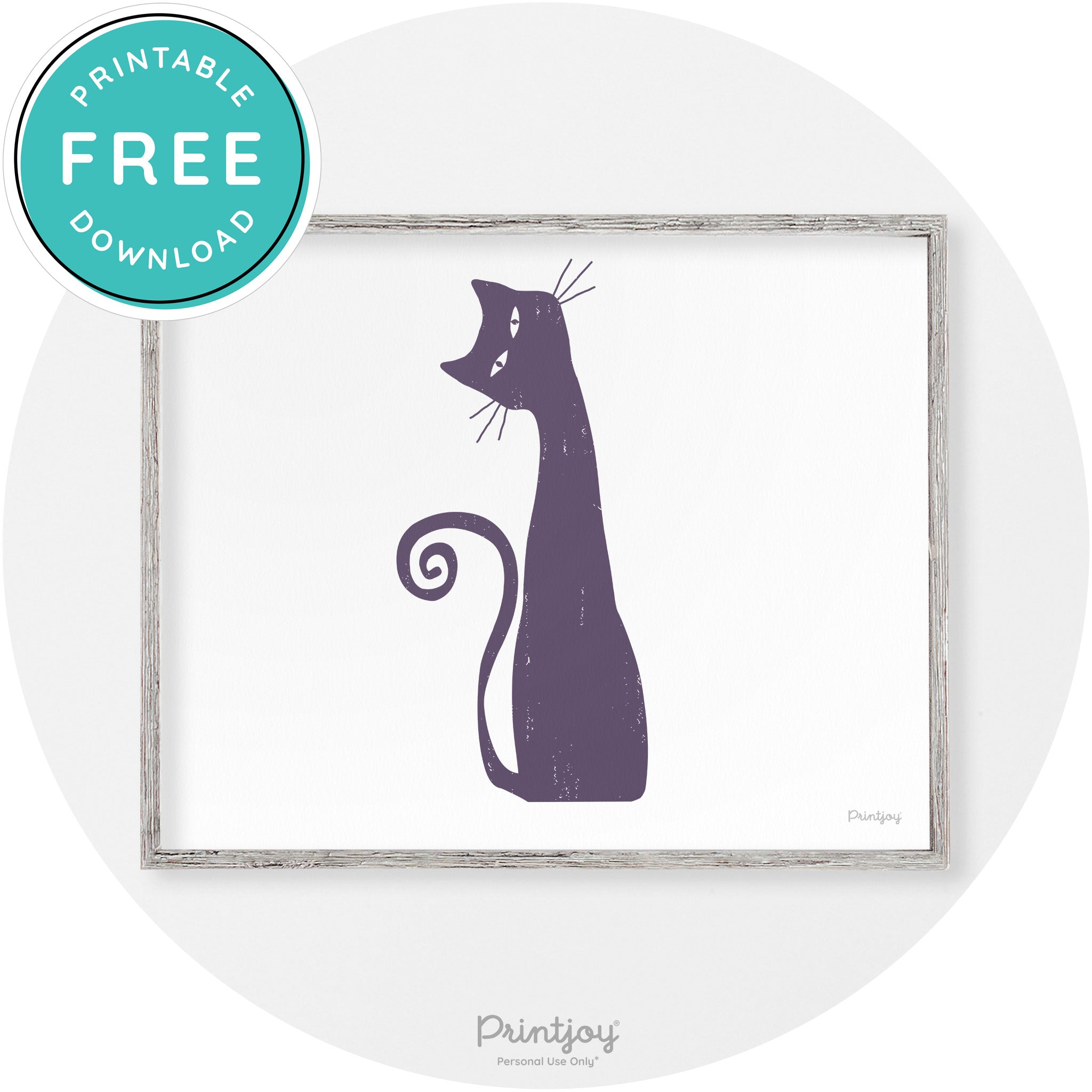 Creepy Skinny Cat Modern Vintage Halloween Wall Art Free Printable - Printjoy