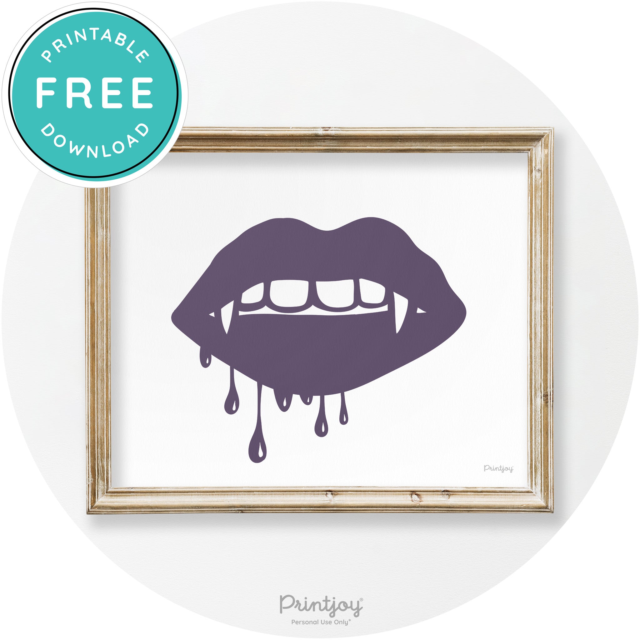 Dracula Fangs Teeth Modern Vintage Halloween Wall Art Free Printable