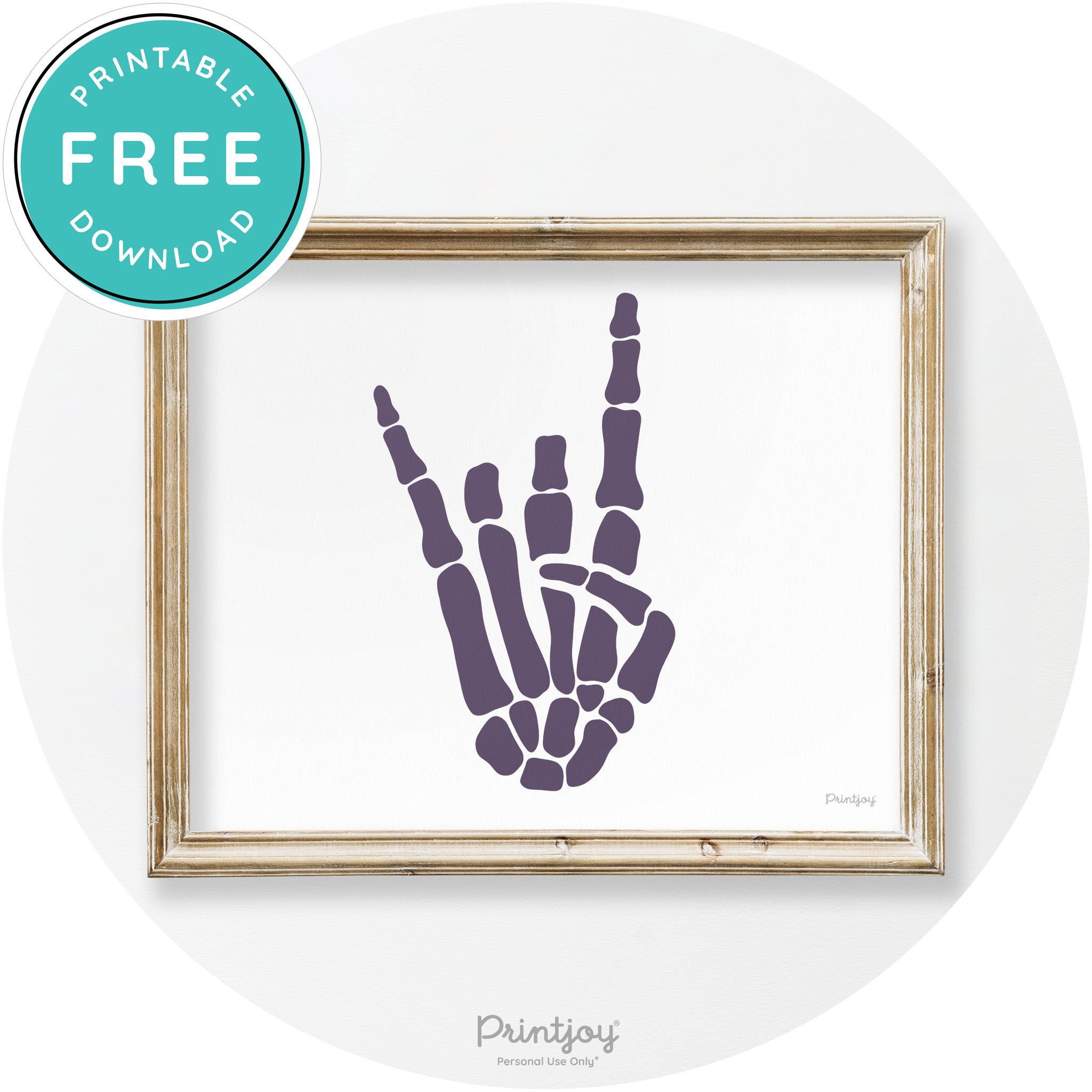 Skeleton Rock On Hand Bones Vintage Halloween Wall Art Free Printable