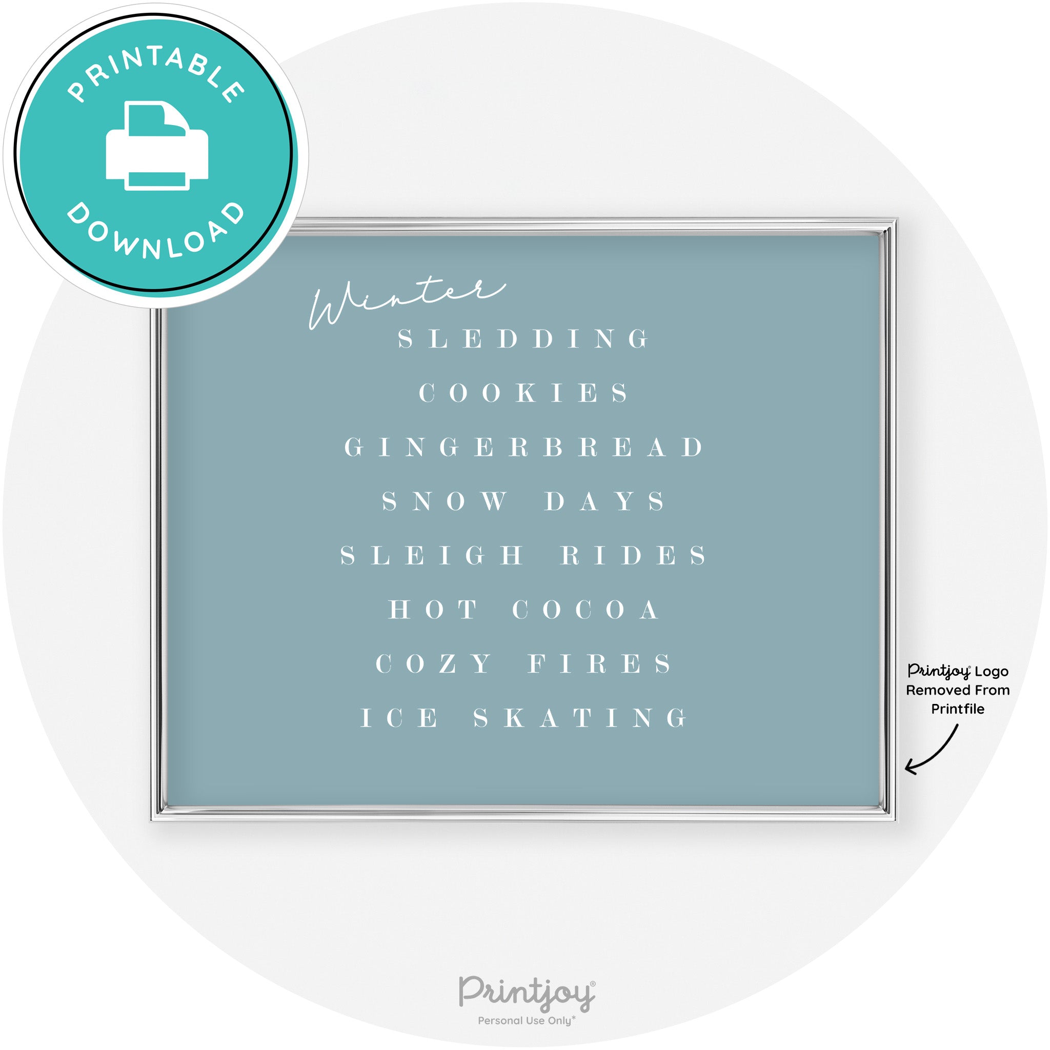 Winter Favorite Things Modern Chic Wall Art Decor Free Printable