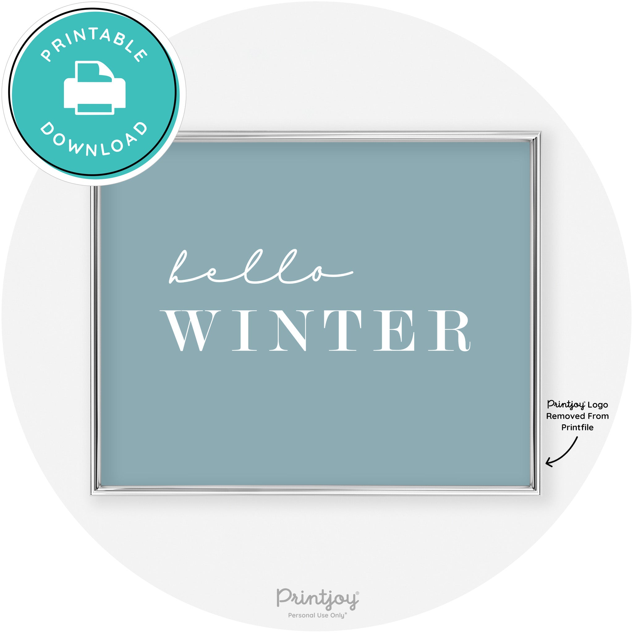 Hello Winter Cute Seasonal Modern Chic Wall Art Decor Free Printable
