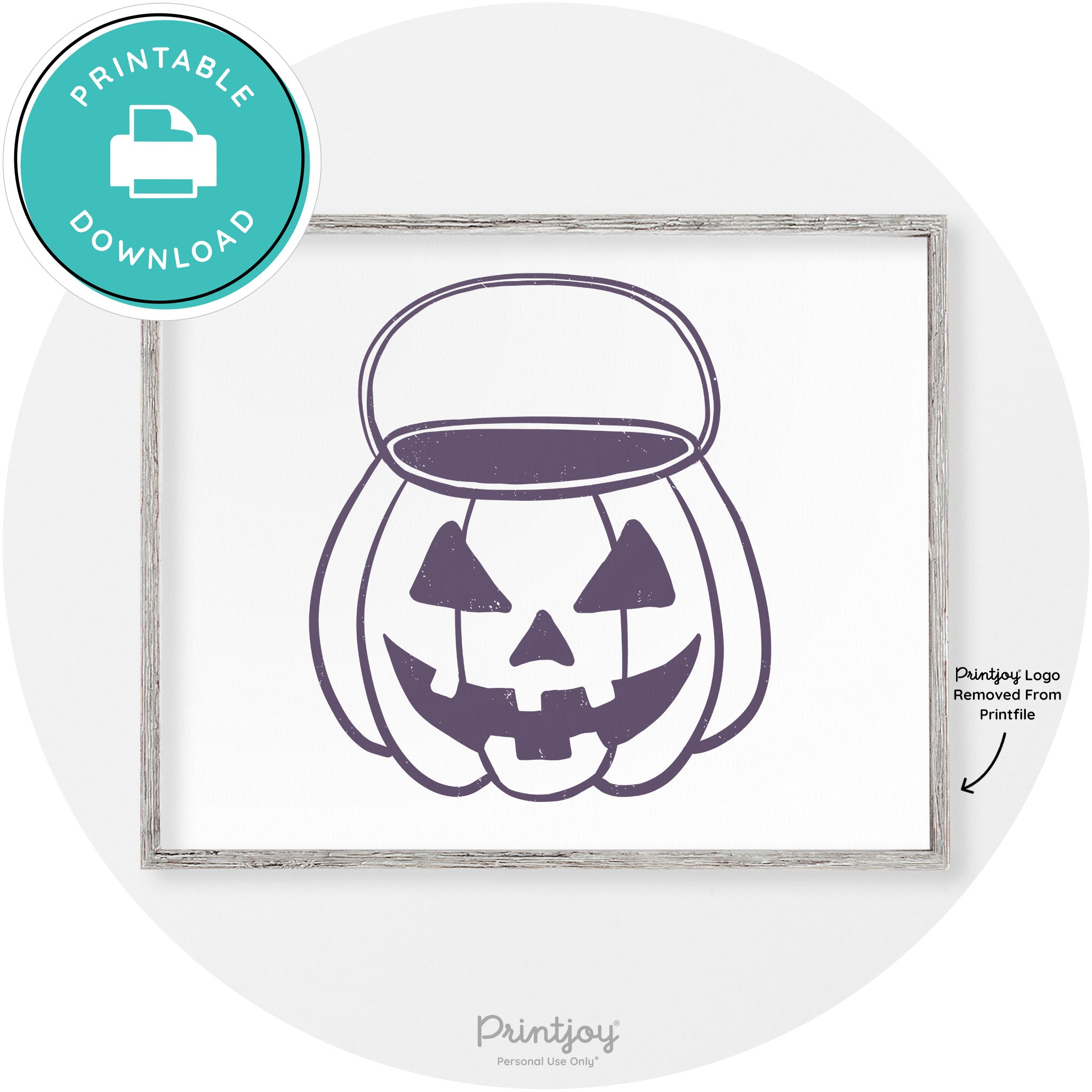 Jack O Lantern Treat Bucket Vintage Halloween Wall Art Free Printable - Printjoy