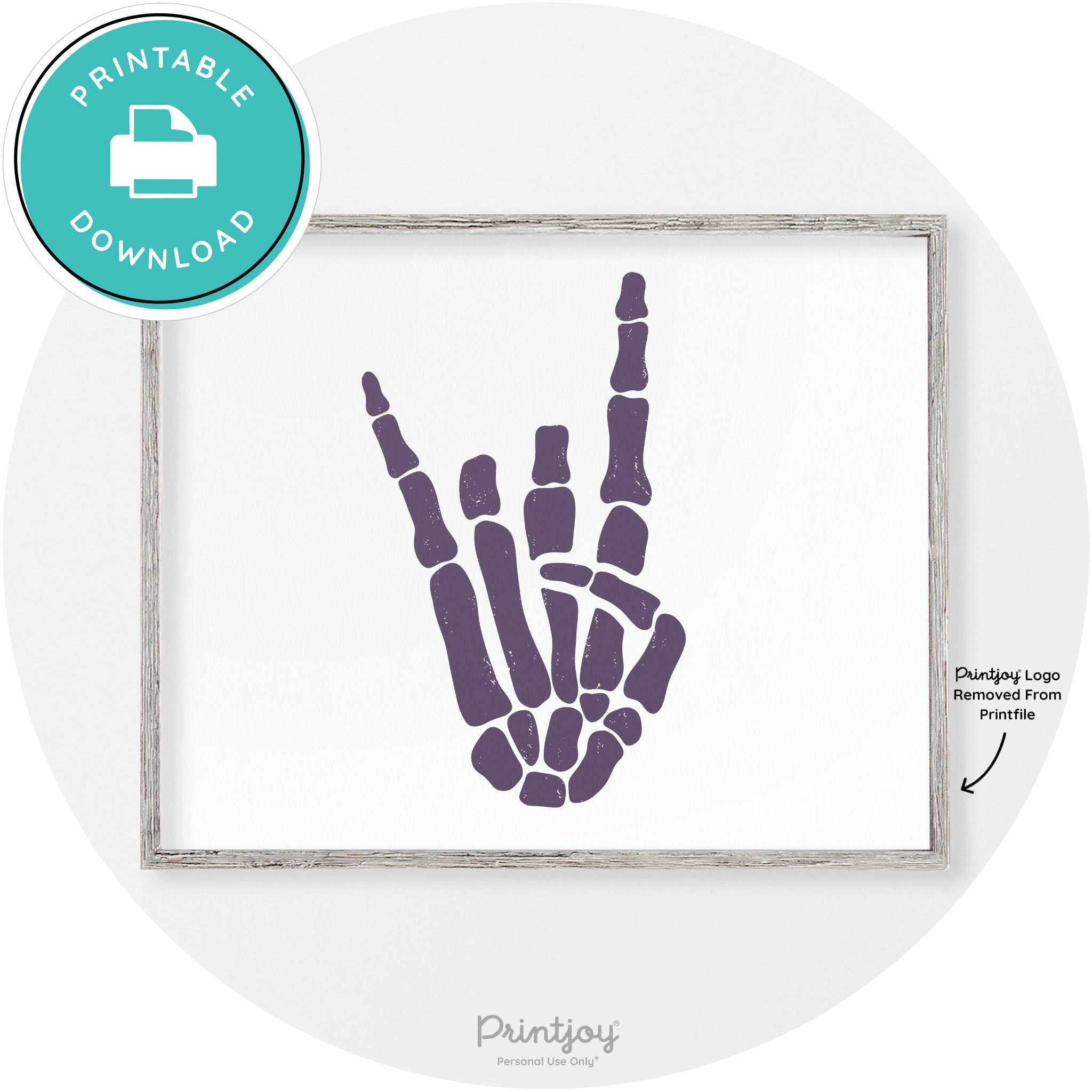 Skeleton Rock On Hand Bones Vintage Halloween Wall Art Free Printable - Printjoy