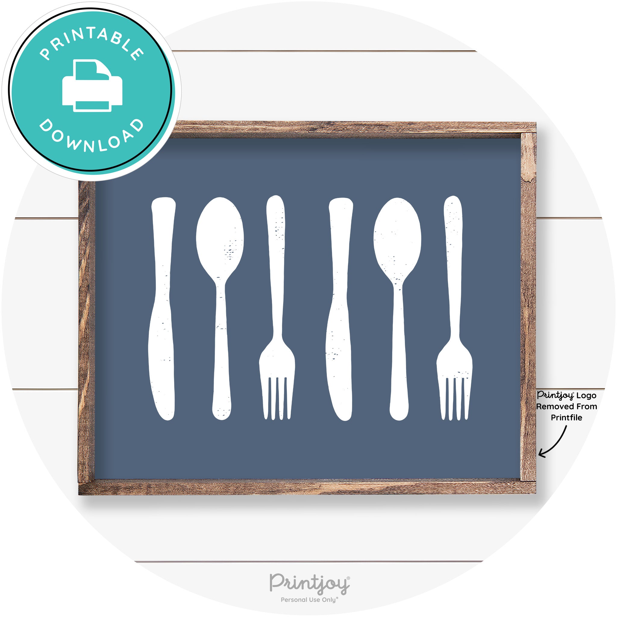 Fork Spoon Knife Pattern Farmhouse Kitchen Wall Art Free Printable