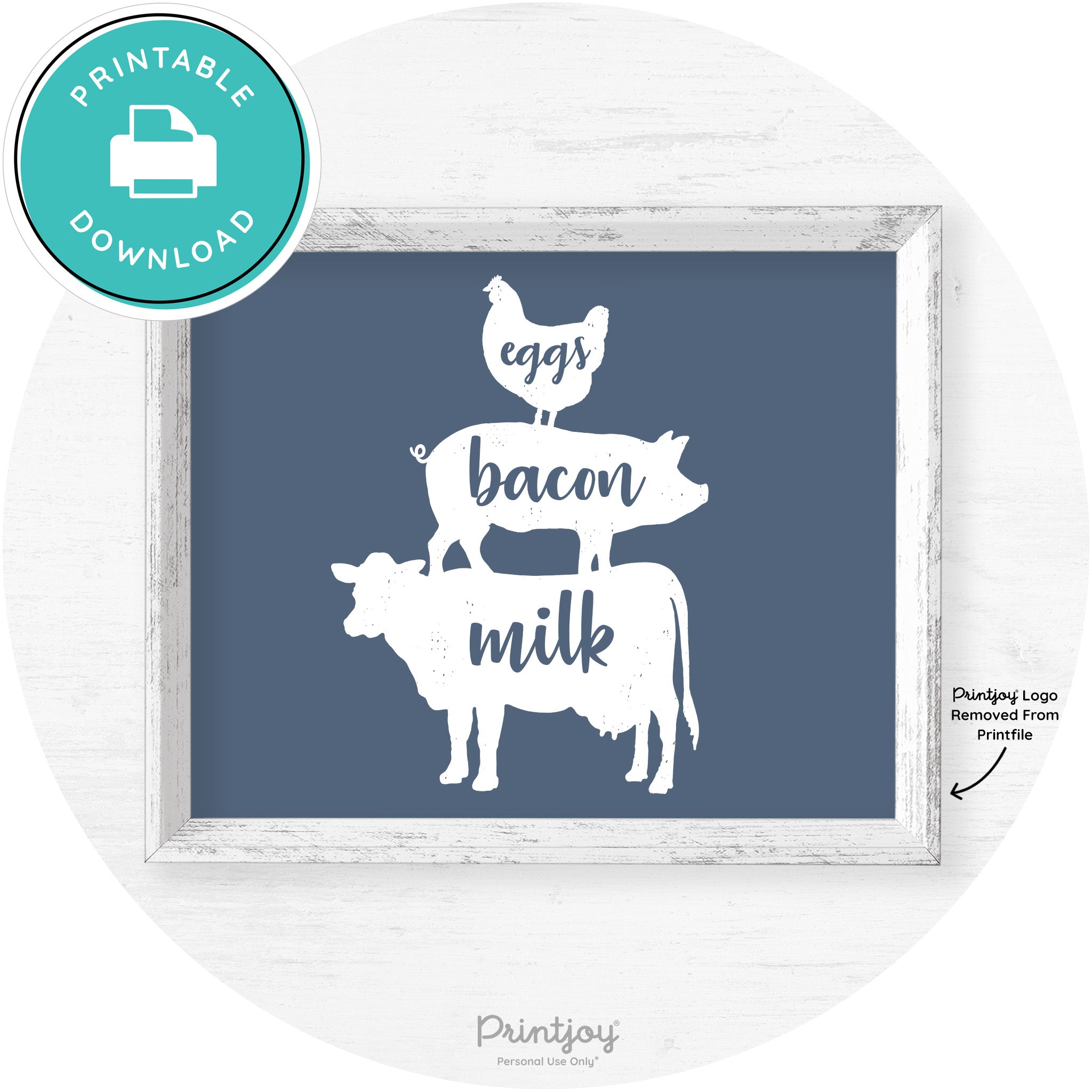 Stacked Farm Animals Eggs Bacon Milk Farmhouse Art Free Printable
