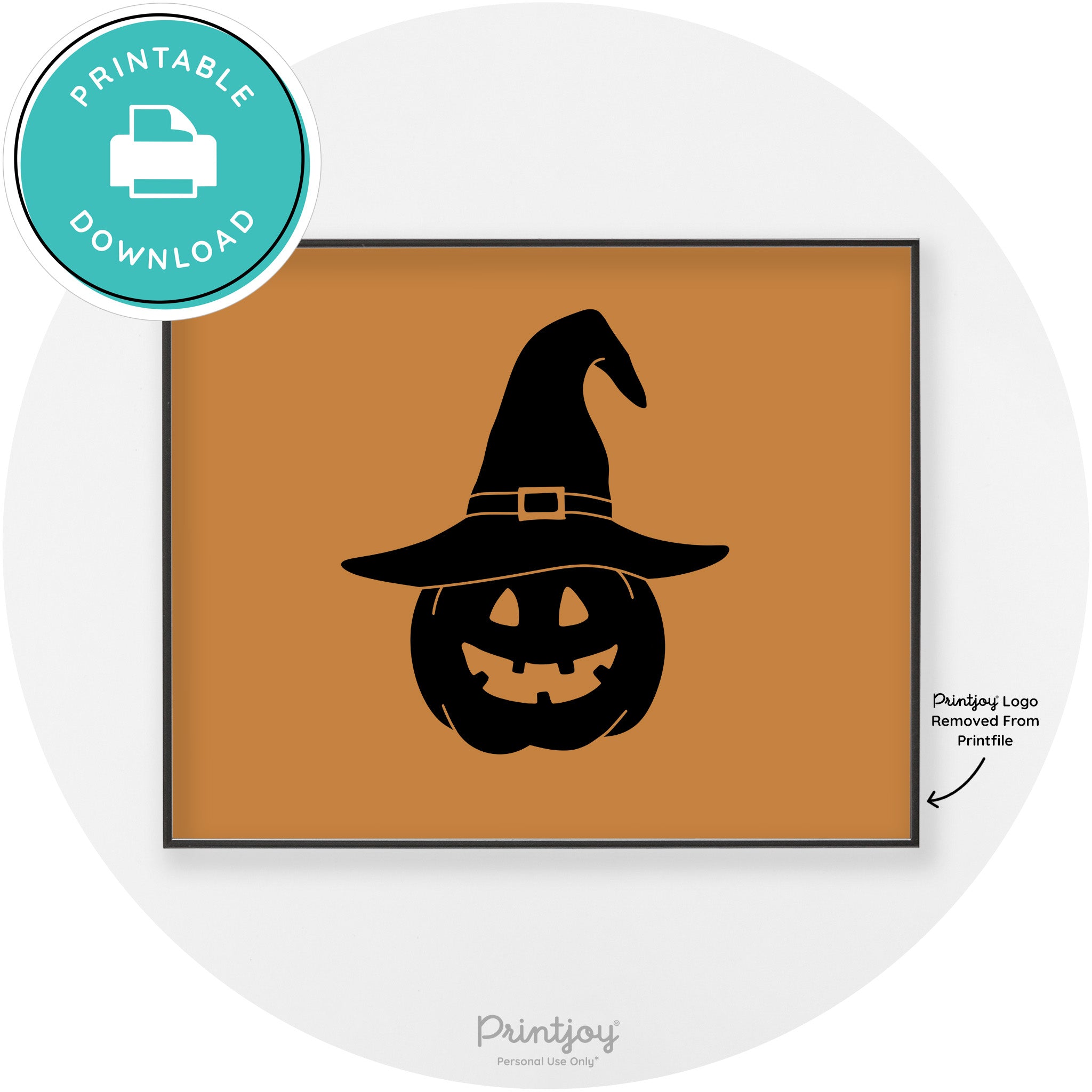 Halloween Cute Witch Jack O Lantern Chic Wall Art Printable