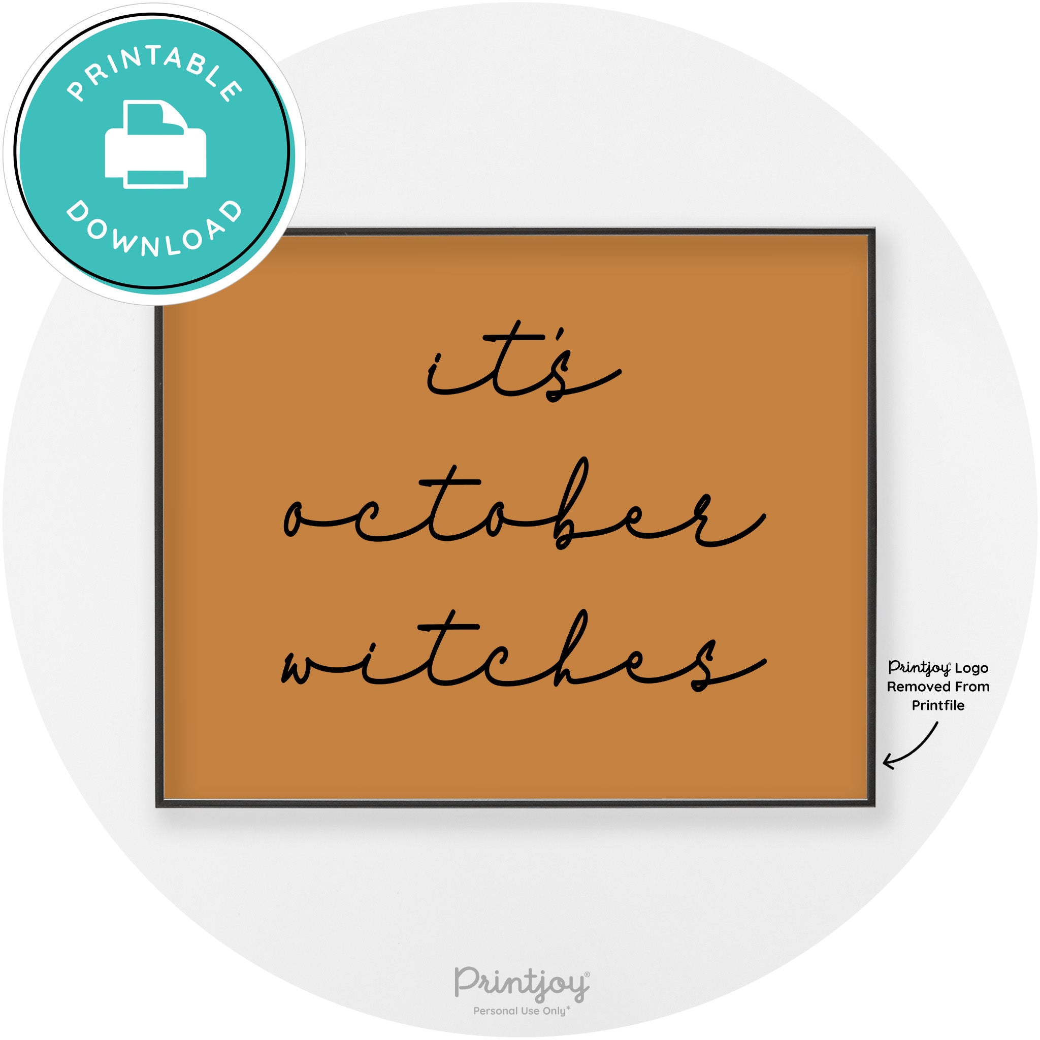 It's October Witches Halloween Modern Chic Wall Art Free Printable