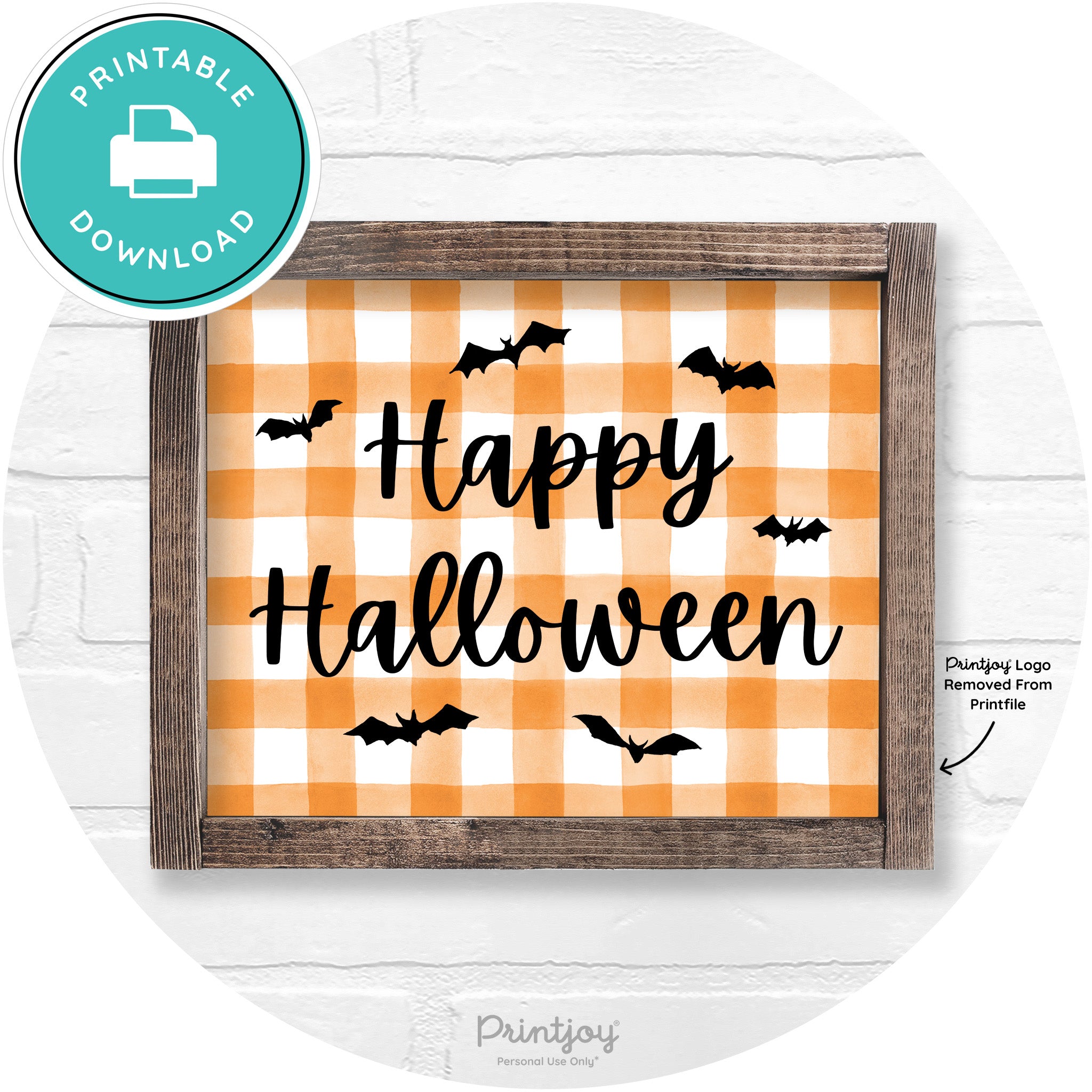 Happy Halloween Bats Rustic Farmhouse Wall Art Printable