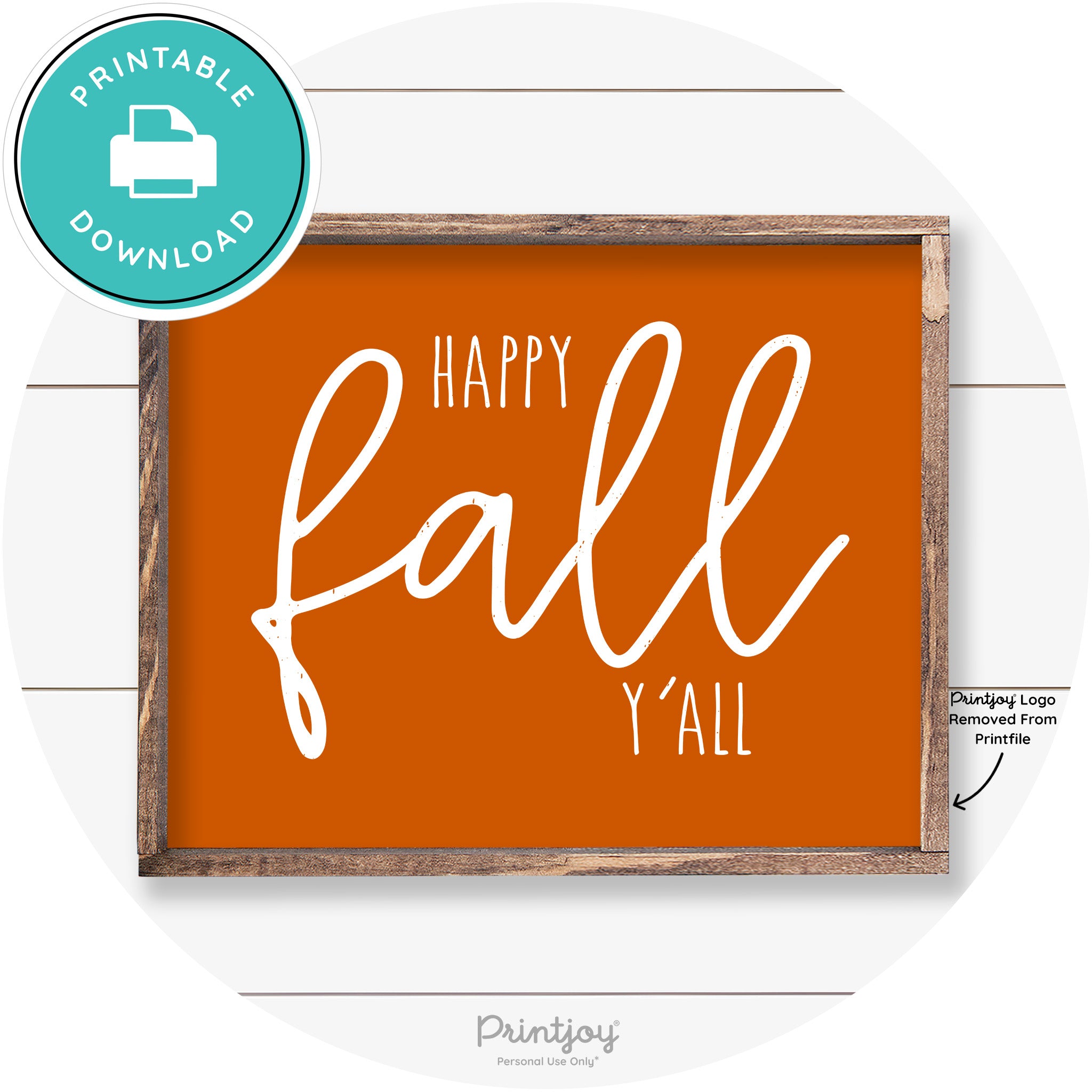 Happy Fall Y'all Cute Farmhouse Autumn Wall Art Decor Free Printable - Printjoy