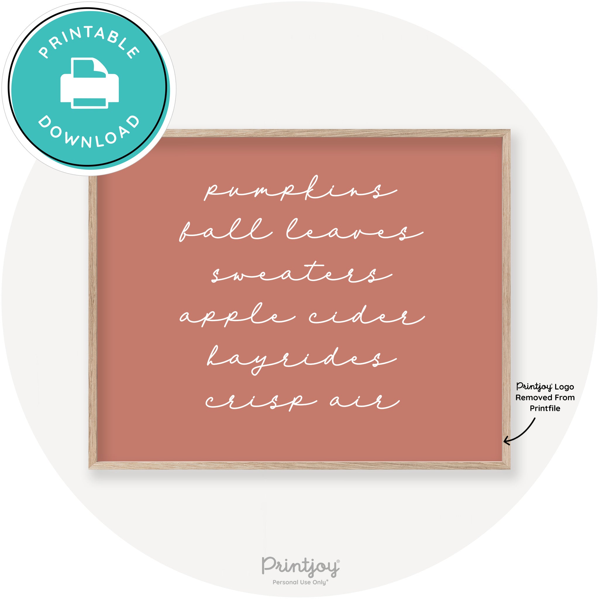 Fall Favorite Things Cute Modern Chic Decor Wall Art Printable